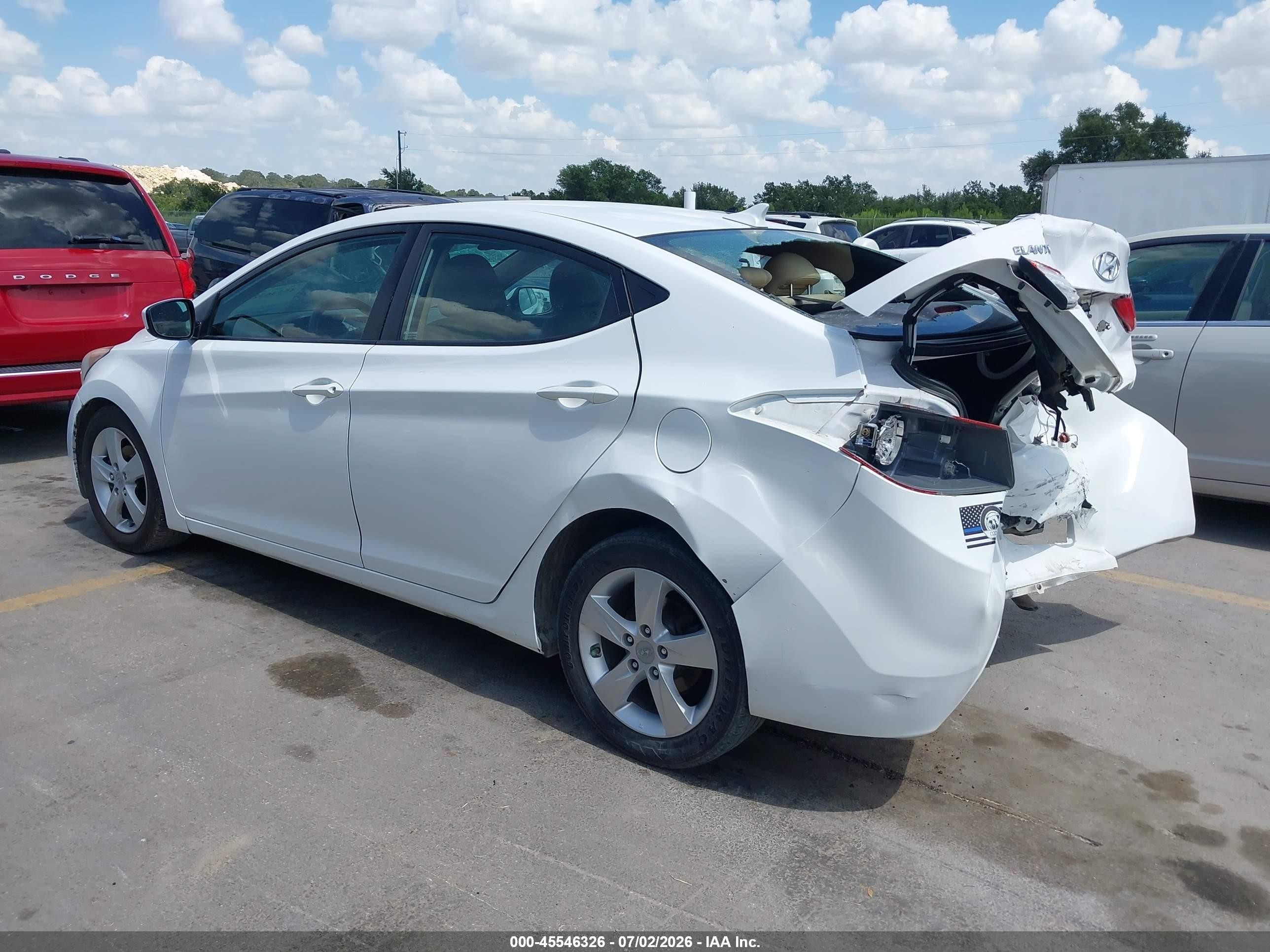 2013 Hyundai Elantra Gls White vin: 5NPDH4AE8DH242667