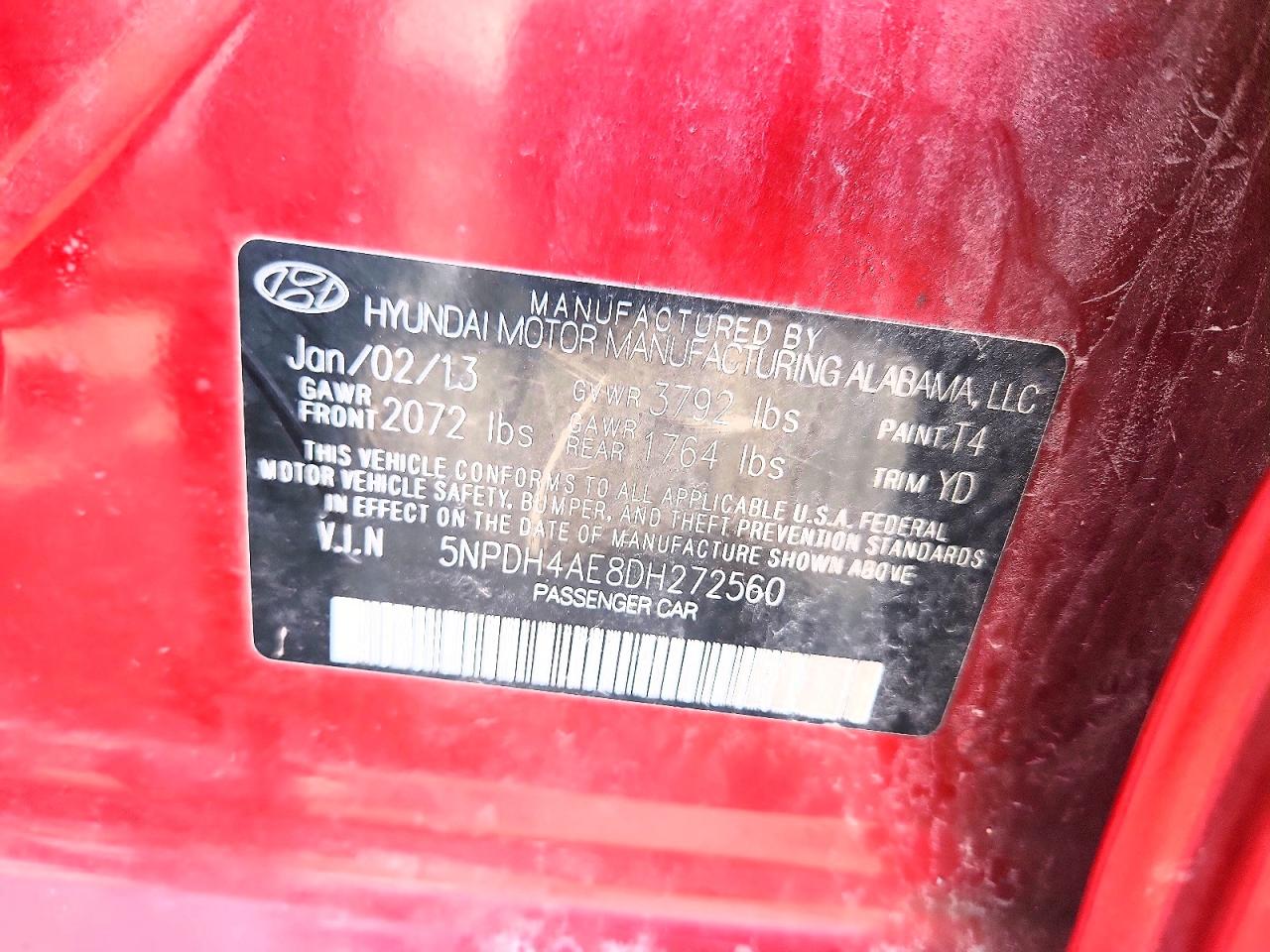 2013 Hyundai Elantra Gt Red vin: 5NPDH4AE8DH272560
