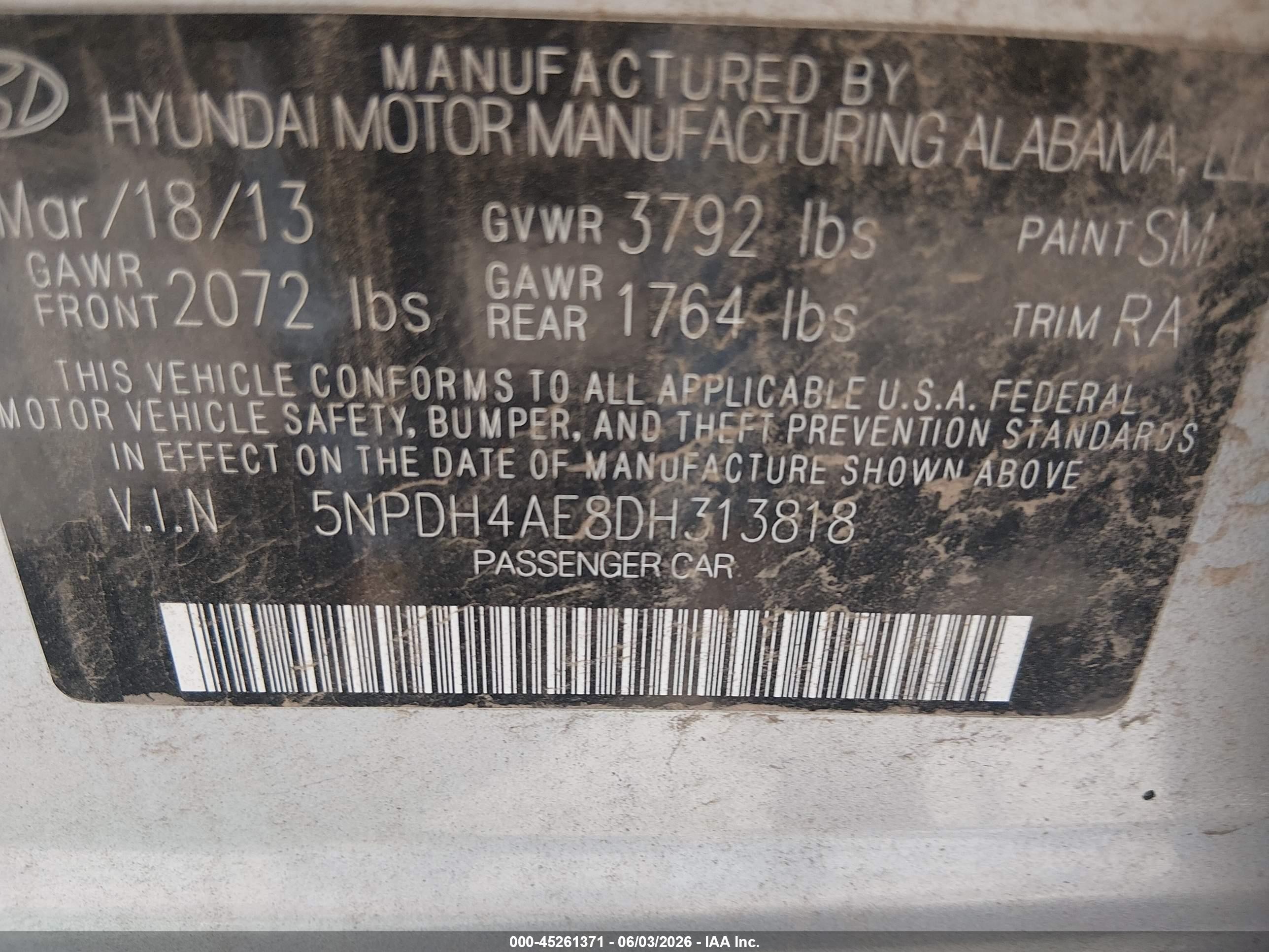 2013 Hyundai Elantra Limited Silver vin: 5NPDH4AE8DH313818