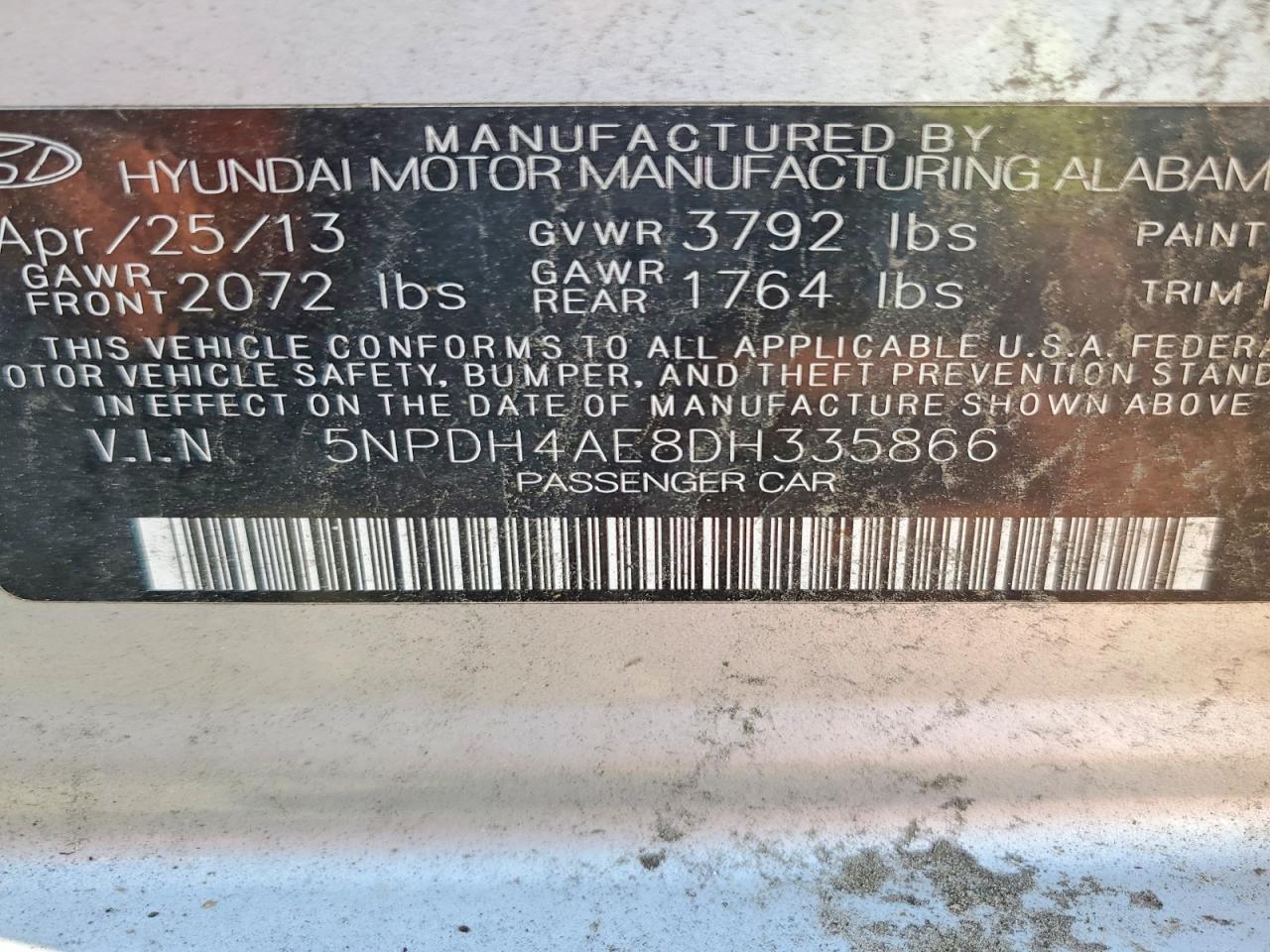 2013 Hyundai Elantra Gls Серый vin: 5NPDH4AE8DH335866