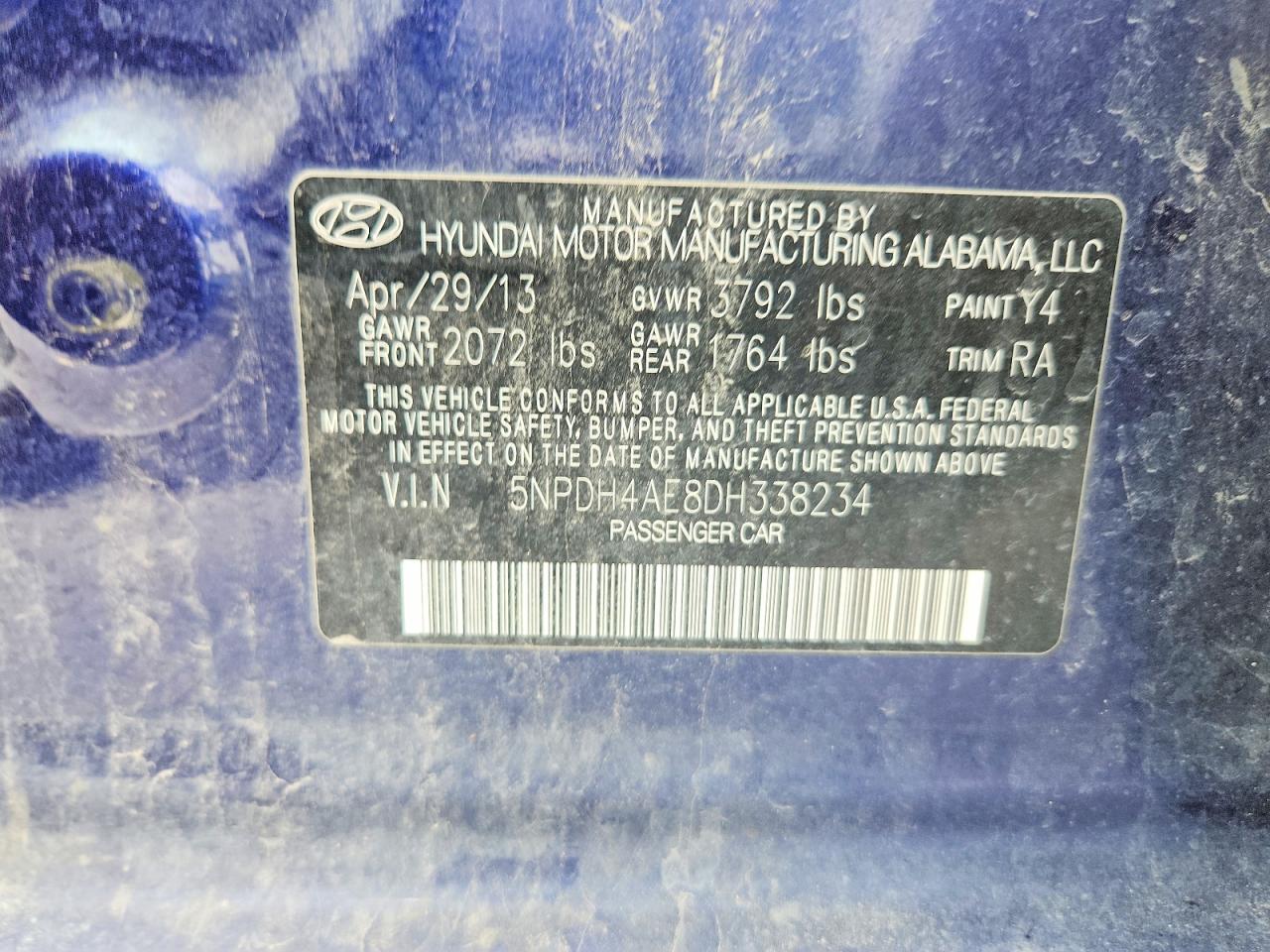 2013 Hyundai Elantra Gls Синий vin: 5NPDH4AE8DH338234