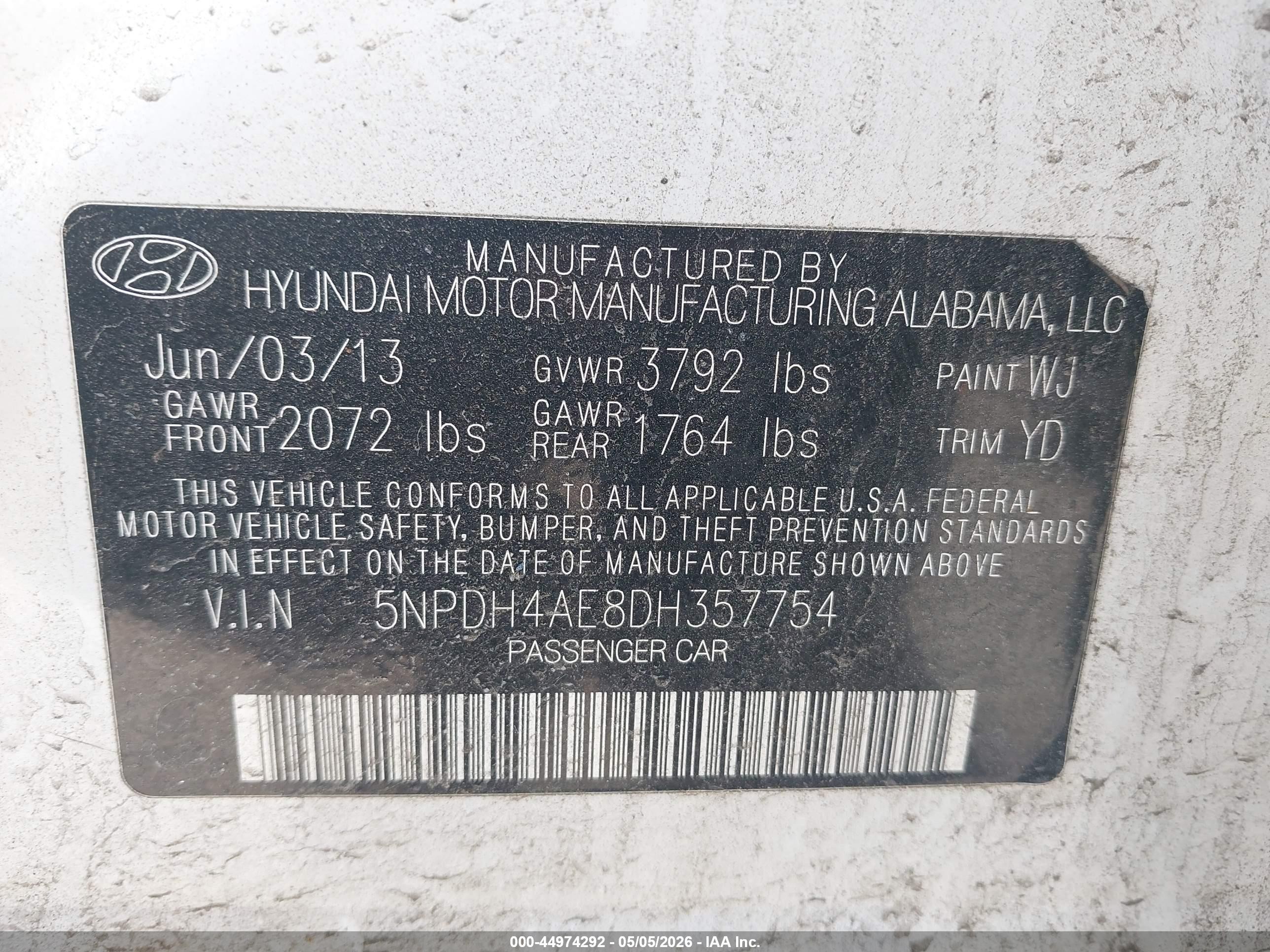 2013 Hyundai Elantra Gls Black vin: 5NPDH4AE8DH357754