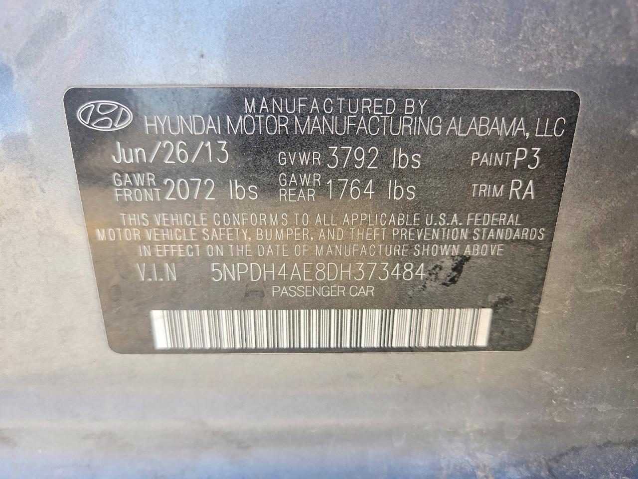 2013 Hyundai Elantra Gls Gray vin: 5NPDH4AE8DH373484