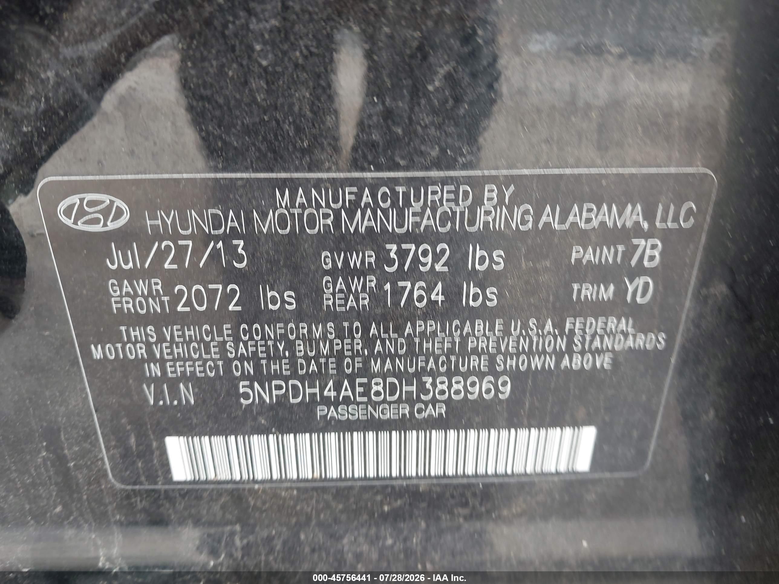 2013 Hyundai Elantra Limited Black vin: 5NPDH4AE8DH388969
