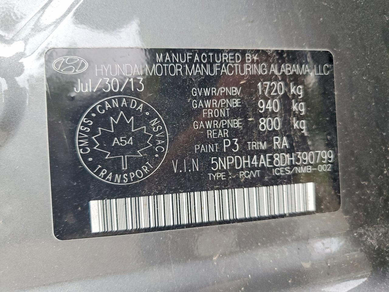 2013 Hyundai Elantra Gls Gray vin: 5NPDH4AE8DH390799