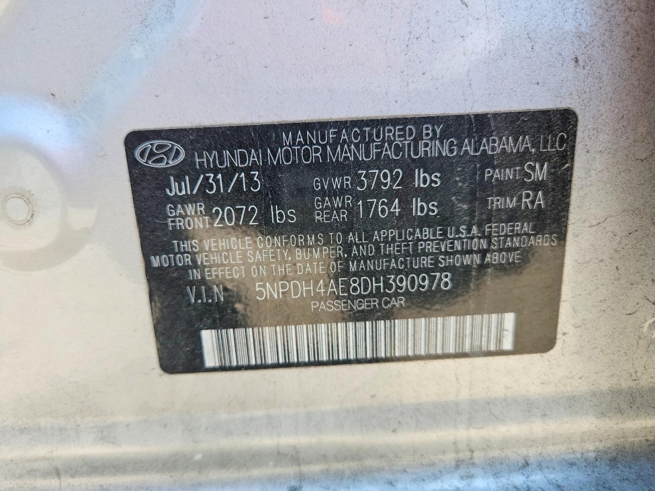 2013 Hyundai Elantra Gls Silver vin: 5NPDH4AE8DH390978