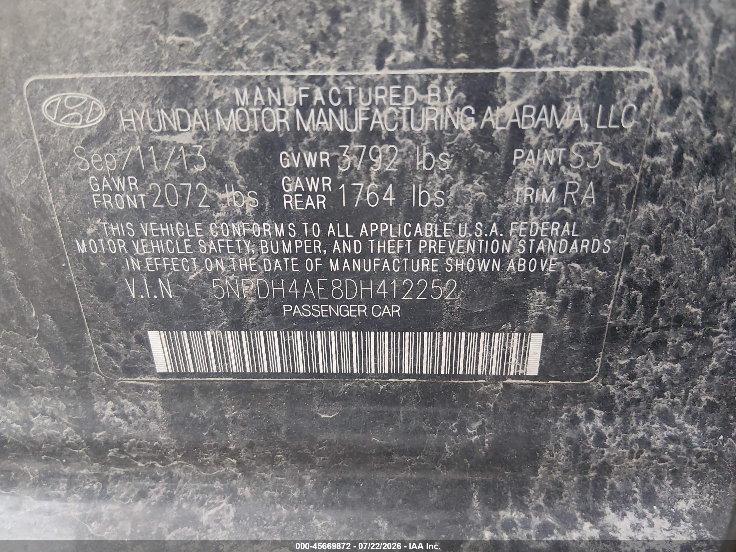 2013 Hyundai Elantra Gls Черный vin: 5NPDH4AE8DH412252