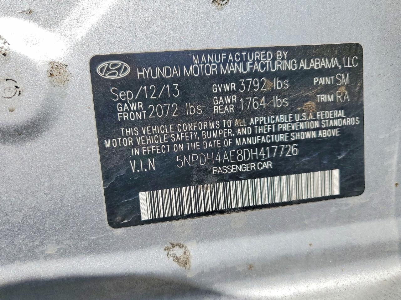 2013 Hyundai Elantra Gls Silver vin: 5NPDH4AE8DH417726