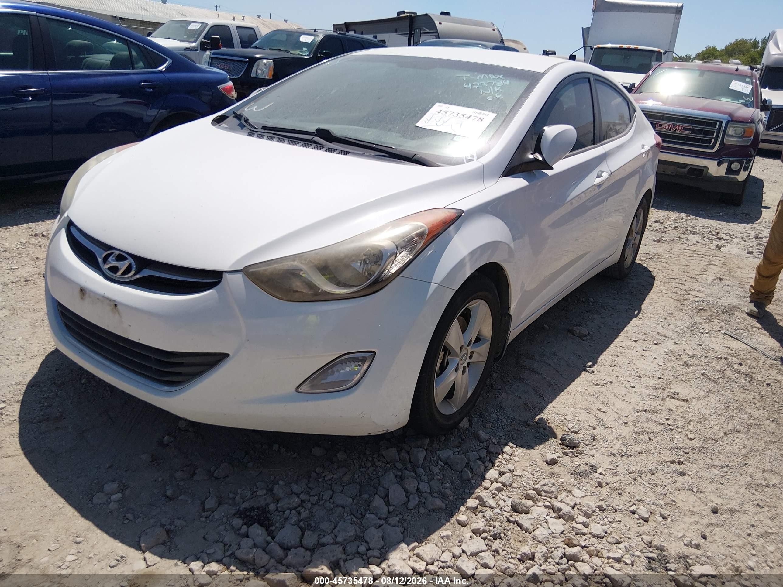 2013 Hyundai Elantra Gls White vin: 5NPDH4AE8DH423784