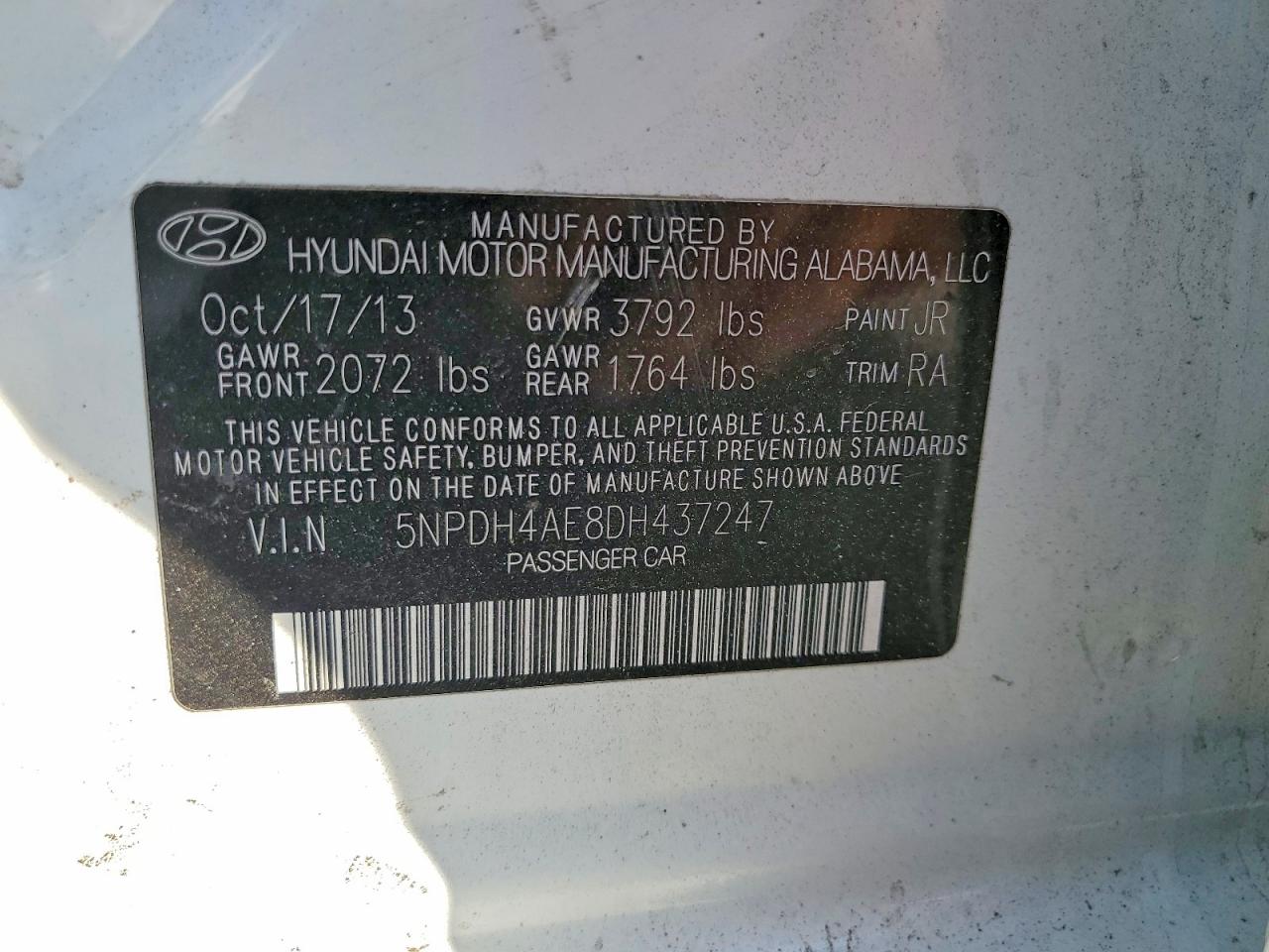 2013 Hyundai Elantra Gls Белый vin: 5NPDH4AE8DH437247
