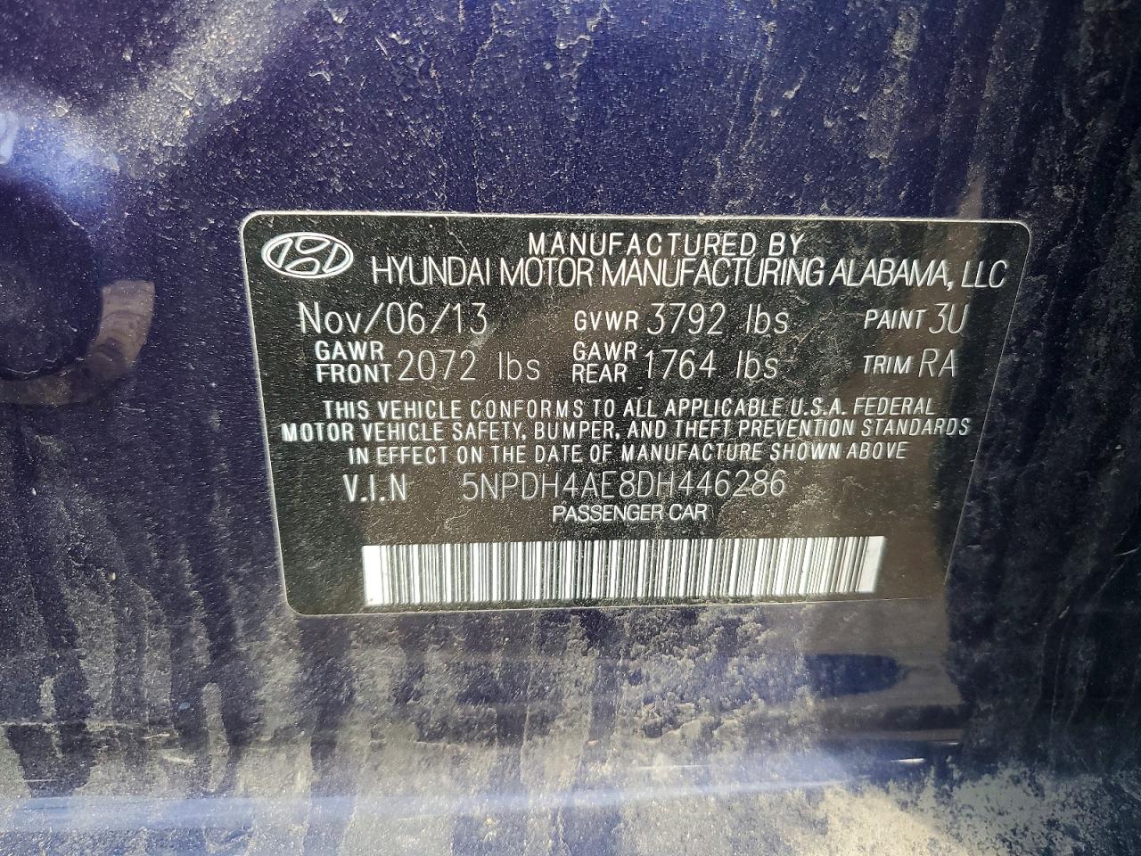 2013 Hyundai Elantra Gls Синий vin: 5NPDH4AE8DH446286