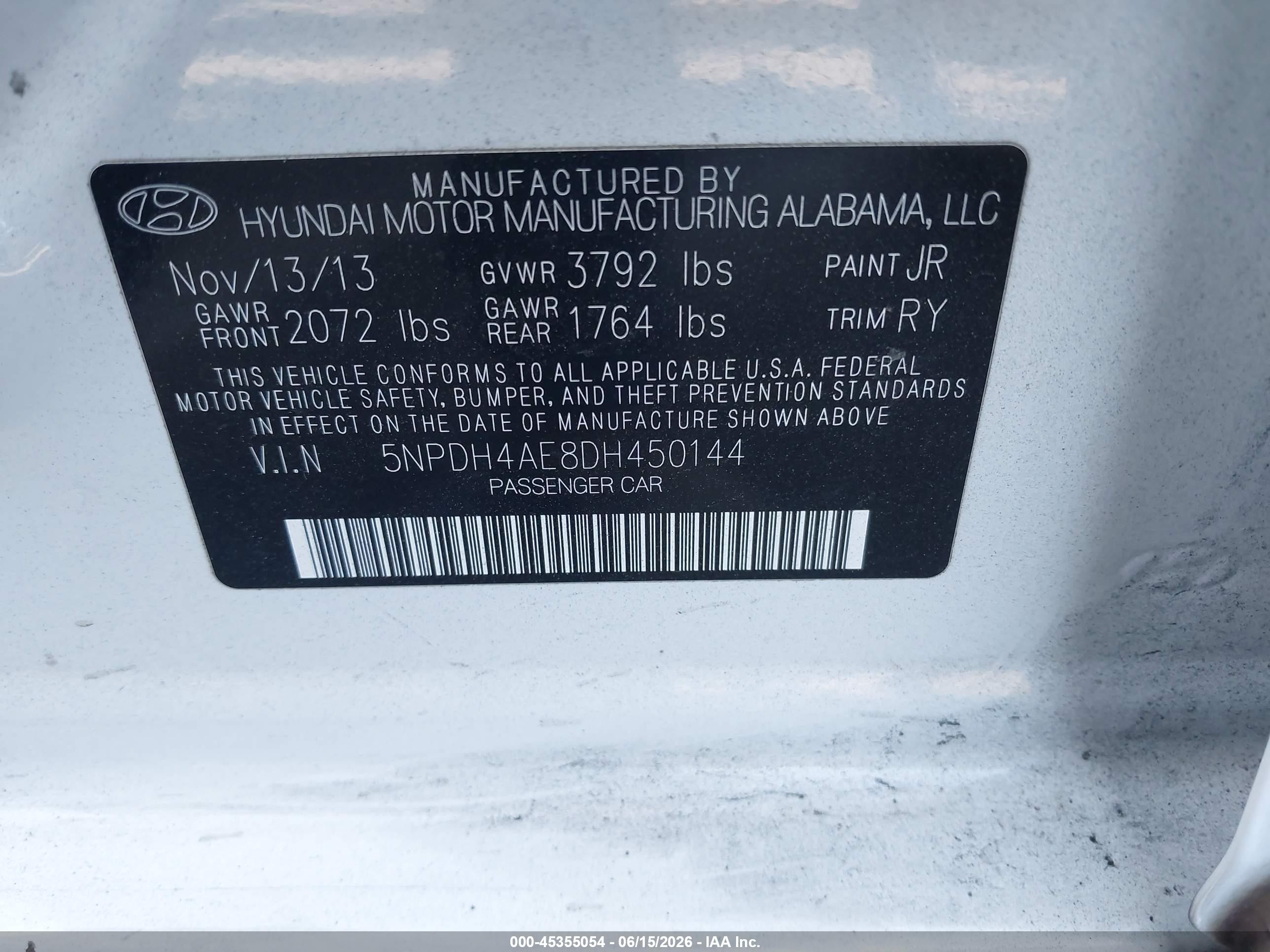 2013 Hyundai Elantra Limited White vin: 5NPDH4AE8DH450144