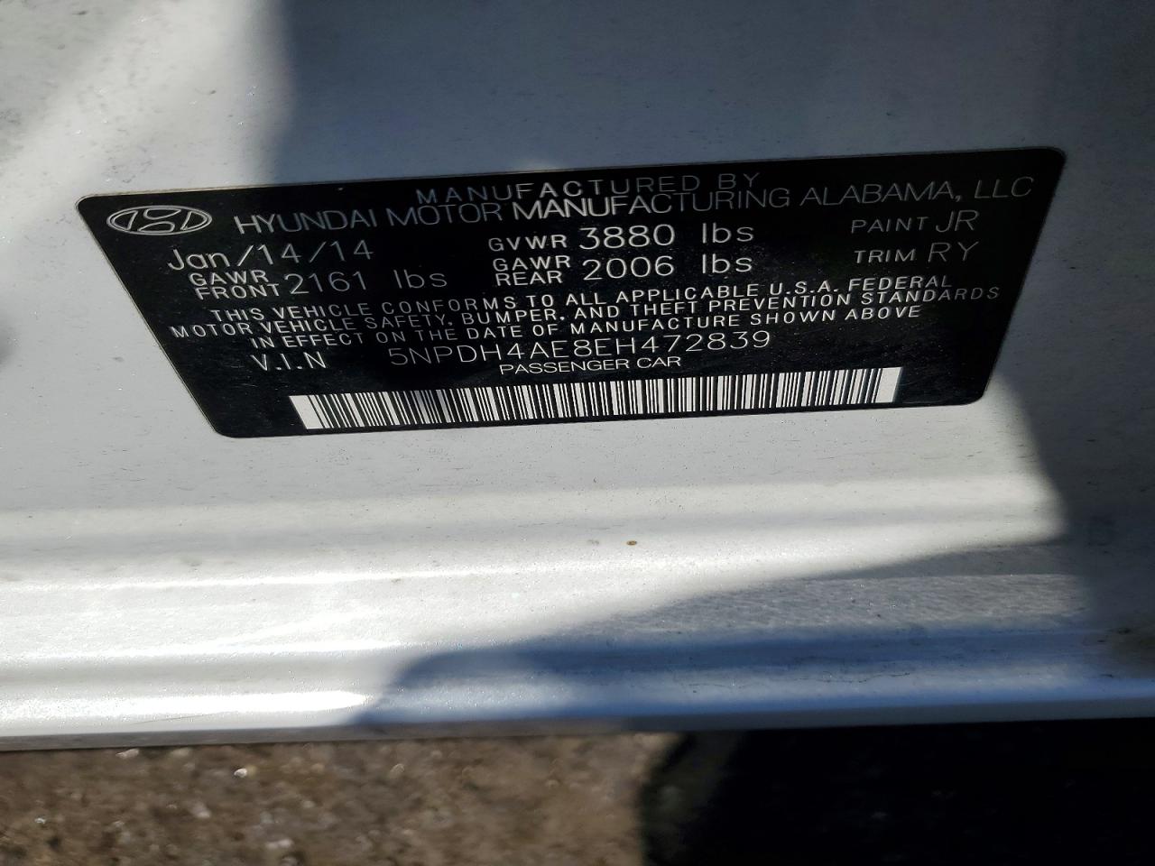 2014 Hyundai Elantra Limited White vin: 5NPDH4AE8EH472839