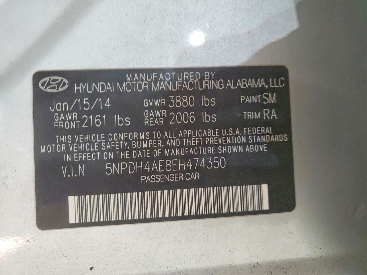 2014 Hyundai Elantra Se Gray vin: 5NPDH4AE8EH474350