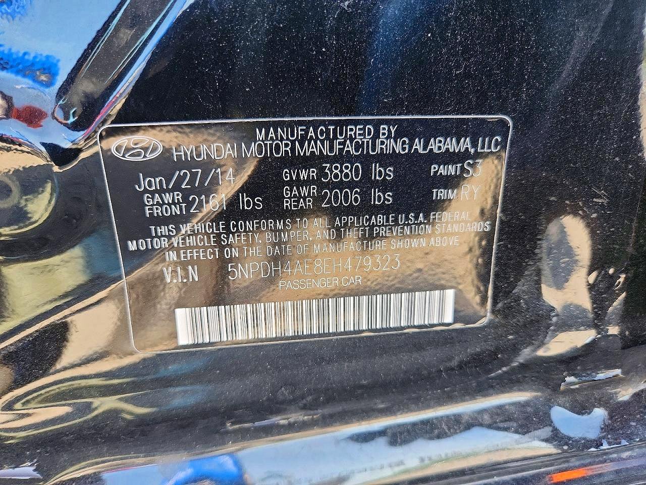 2014 Hyundai Elantra Limited Black vin: 5NPDH4AE8EH479323