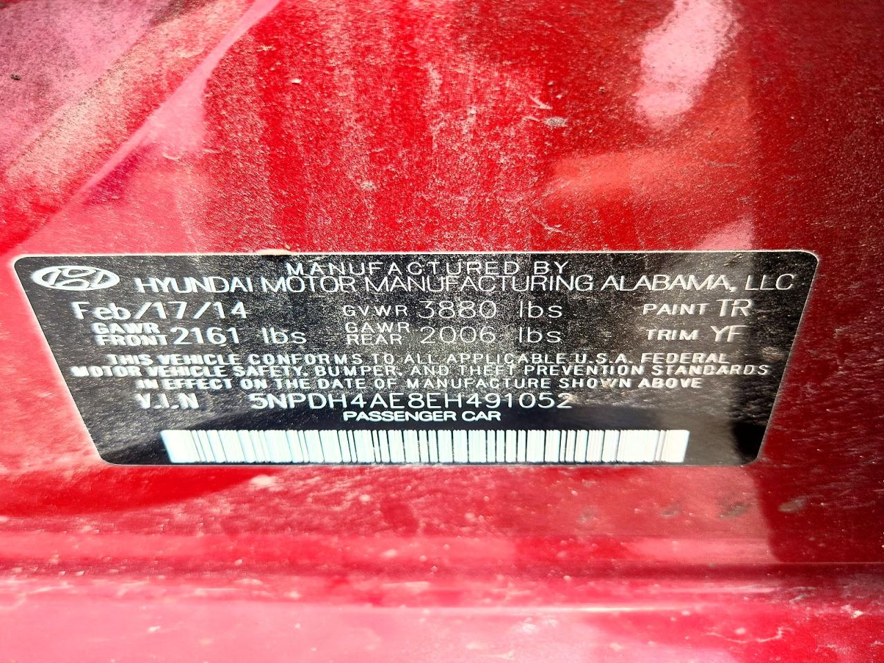 2014 Hyundai Elantra Limited Burgundy vin: 5NPDH4AE8EH491052