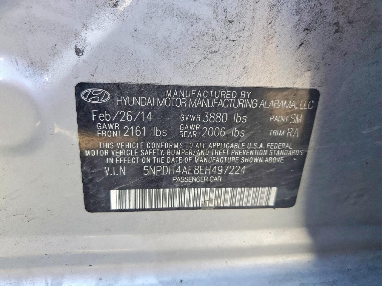 2014 Hyundai Elantra Se Silver vin: 5NPDH4AE8EH497224
