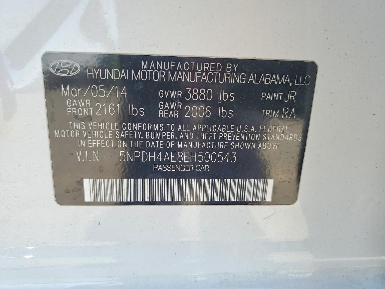2014 Hyundai Elantra Se Белый vin: 5NPDH4AE8EH500543
