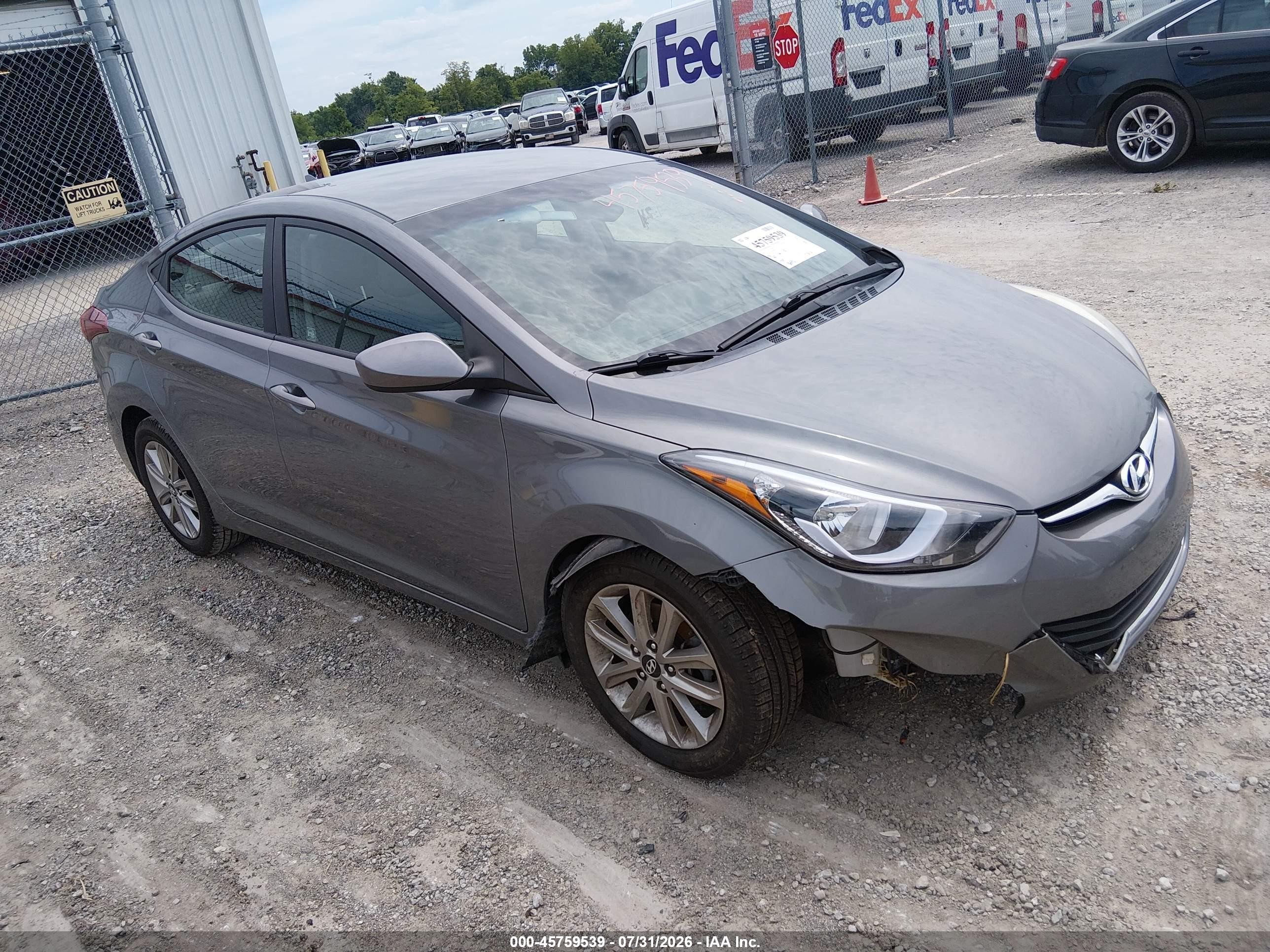 2014 Hyundai Elantra Se Gray vin: 5NPDH4AE8EH503149