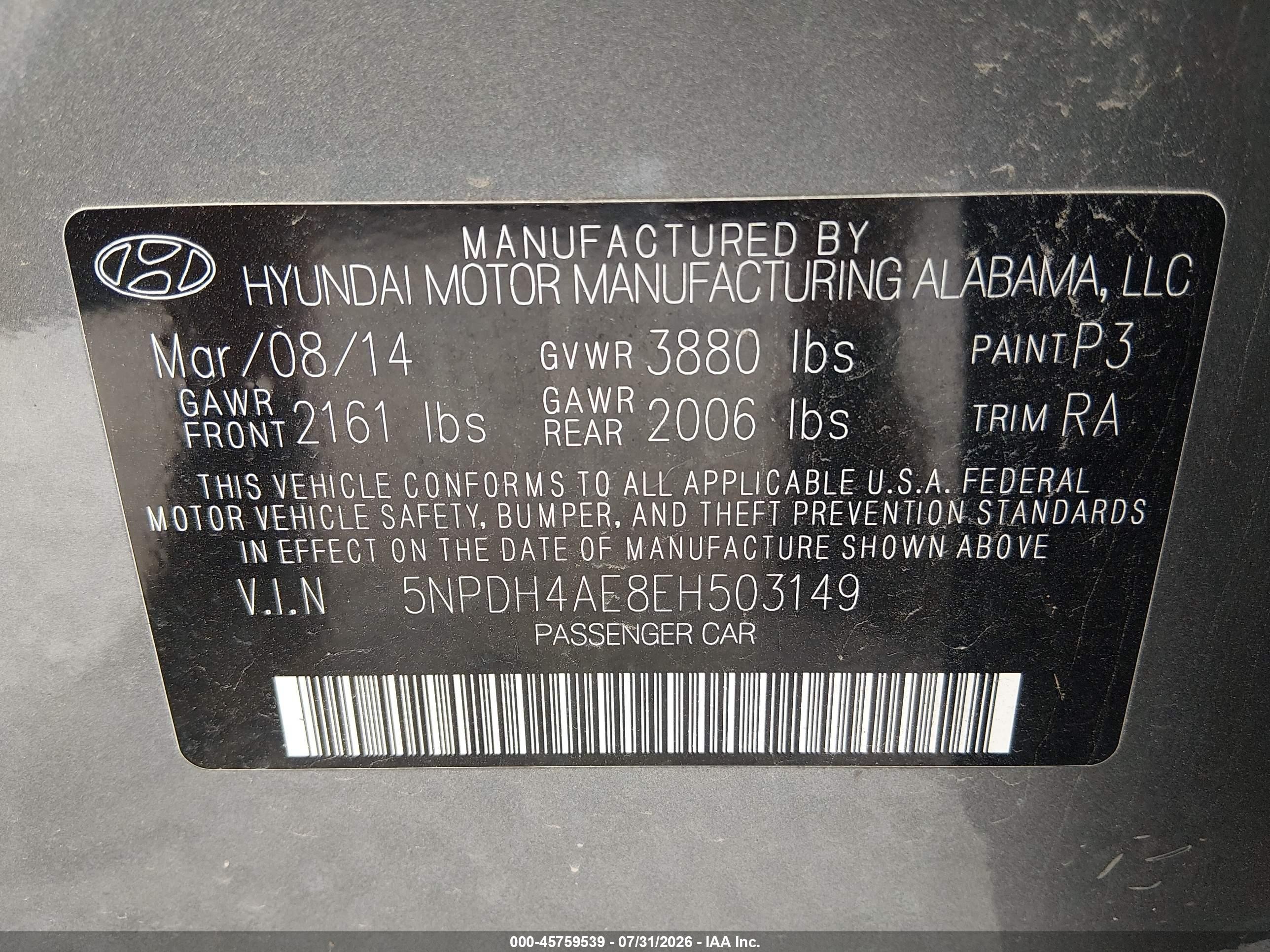 2014 Hyundai Elantra Se Gray vin: 5NPDH4AE8EH503149
