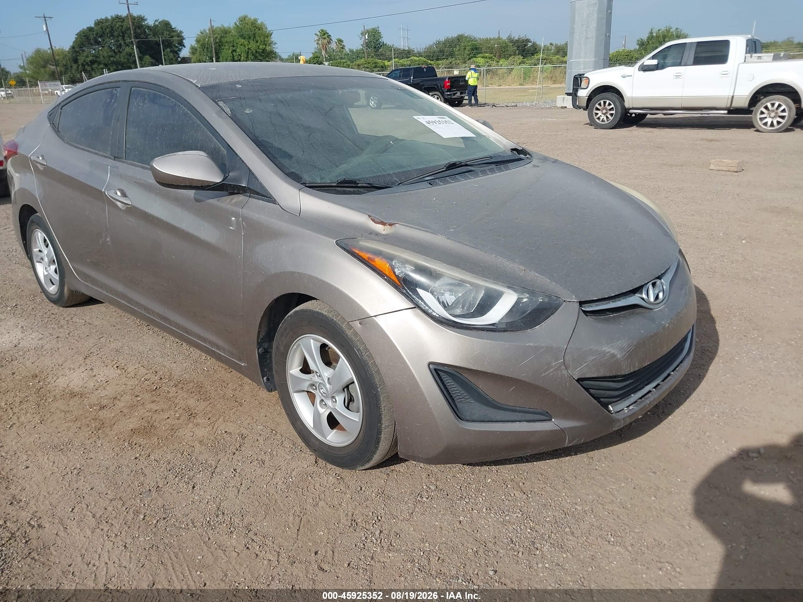 2014 Hyundai Elantra Se Brown vin: 5NPDH4AE8EH505662
