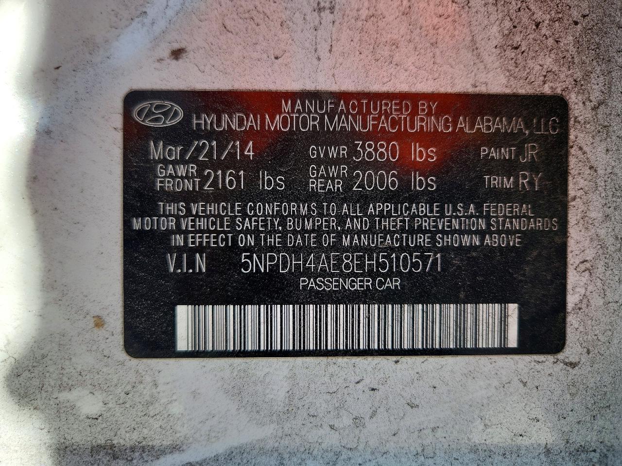 2014 Hyundai Elantra Limited White vin: 5NPDH4AE8EH510571