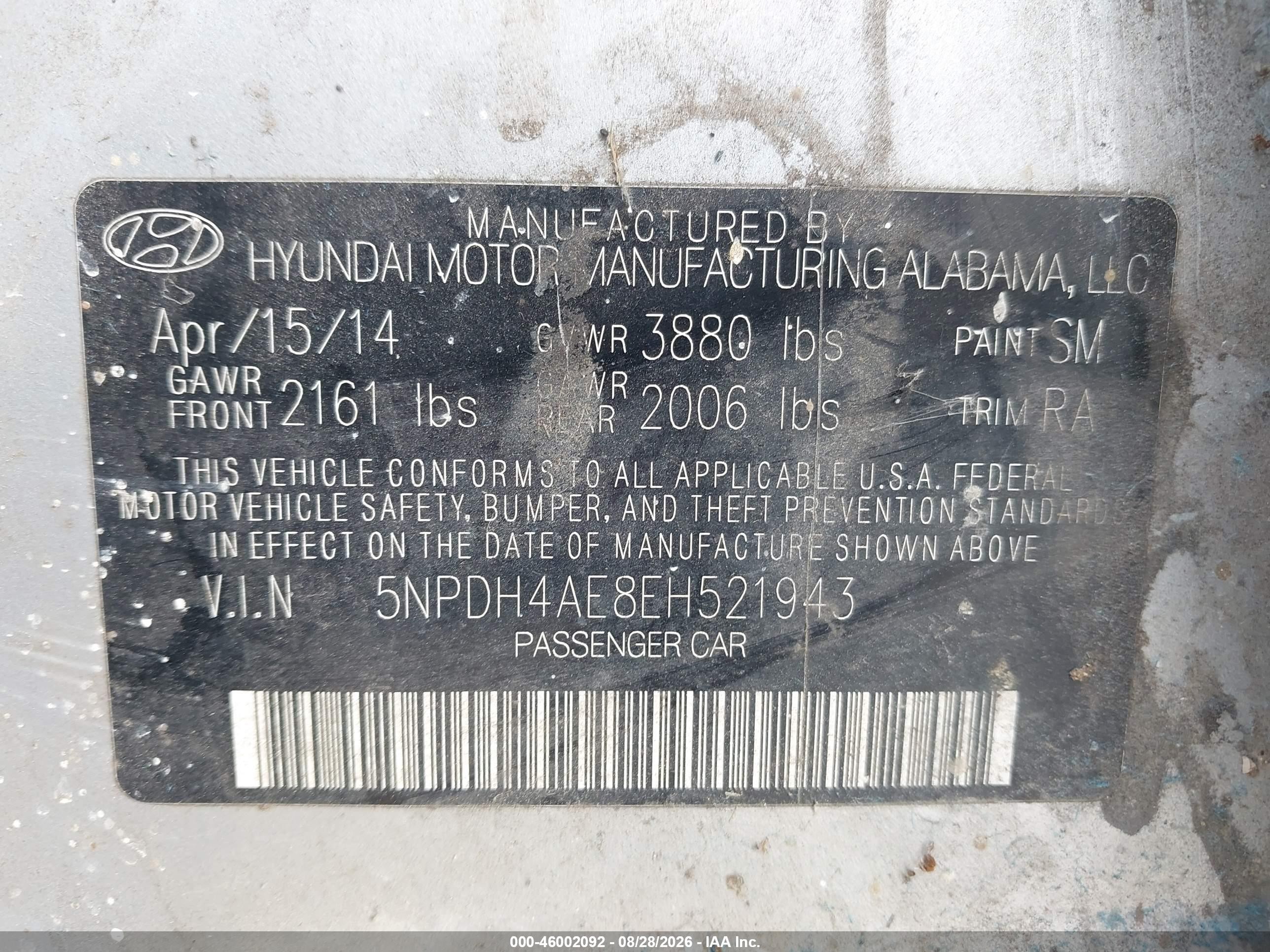 2014 Hyundai Elantra Se Silver vin: 5NPDH4AE8EH521943