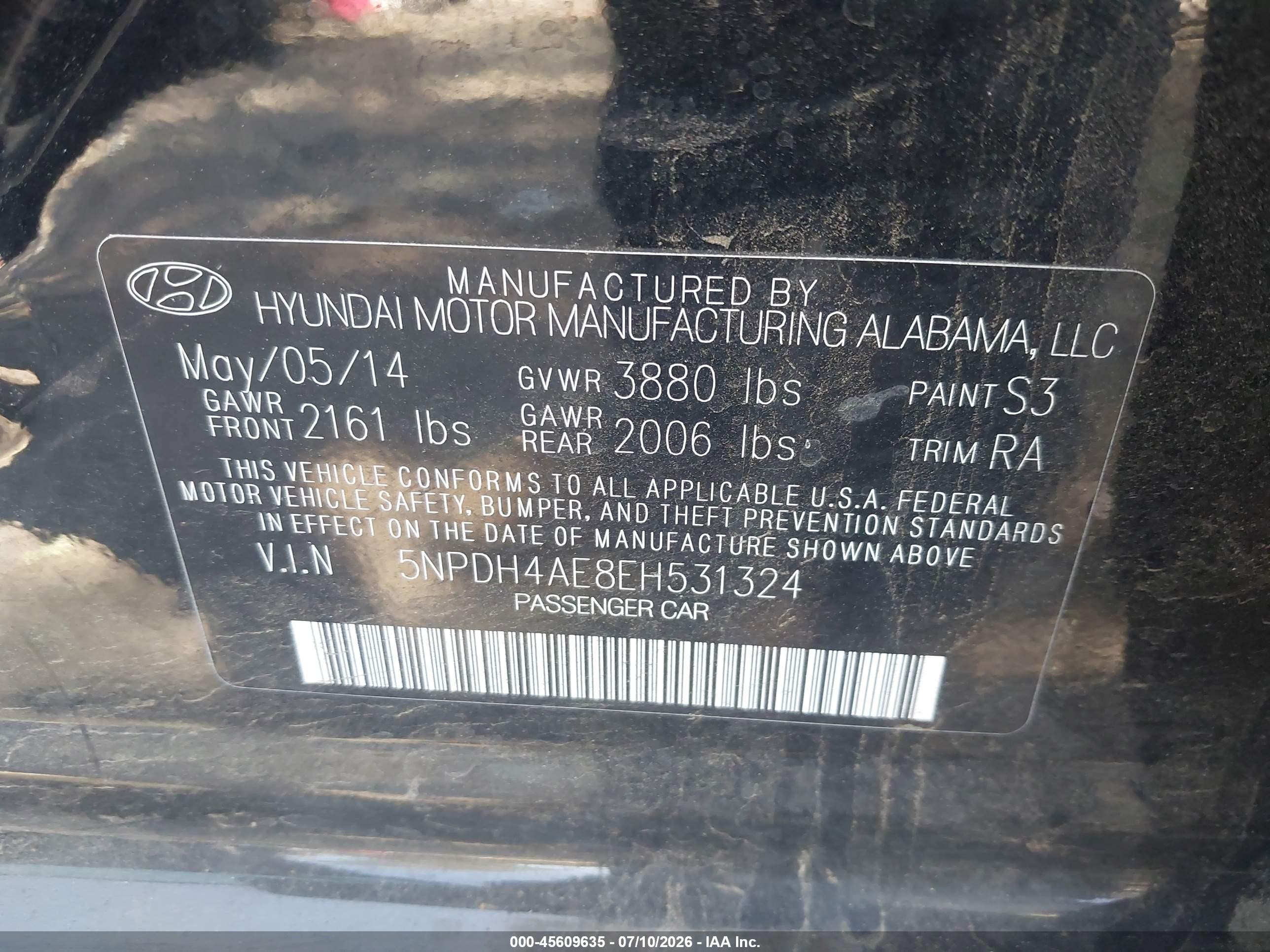2014 Hyundai Elantra Se Black vin: 5NPDH4AE8EH531324