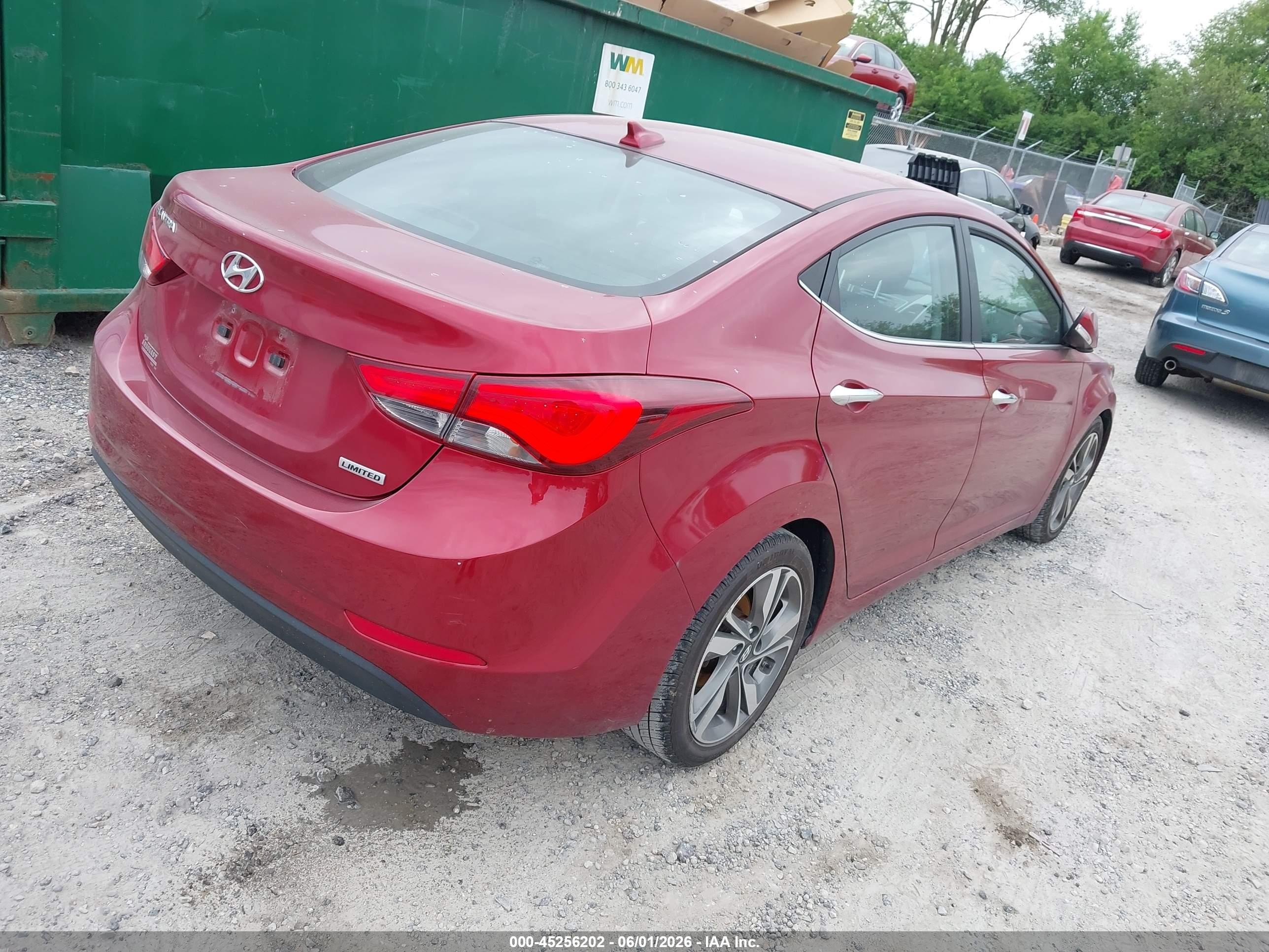 2014 Hyundai Elantra Limited Red vin: 5NPDH4AE8EH542310