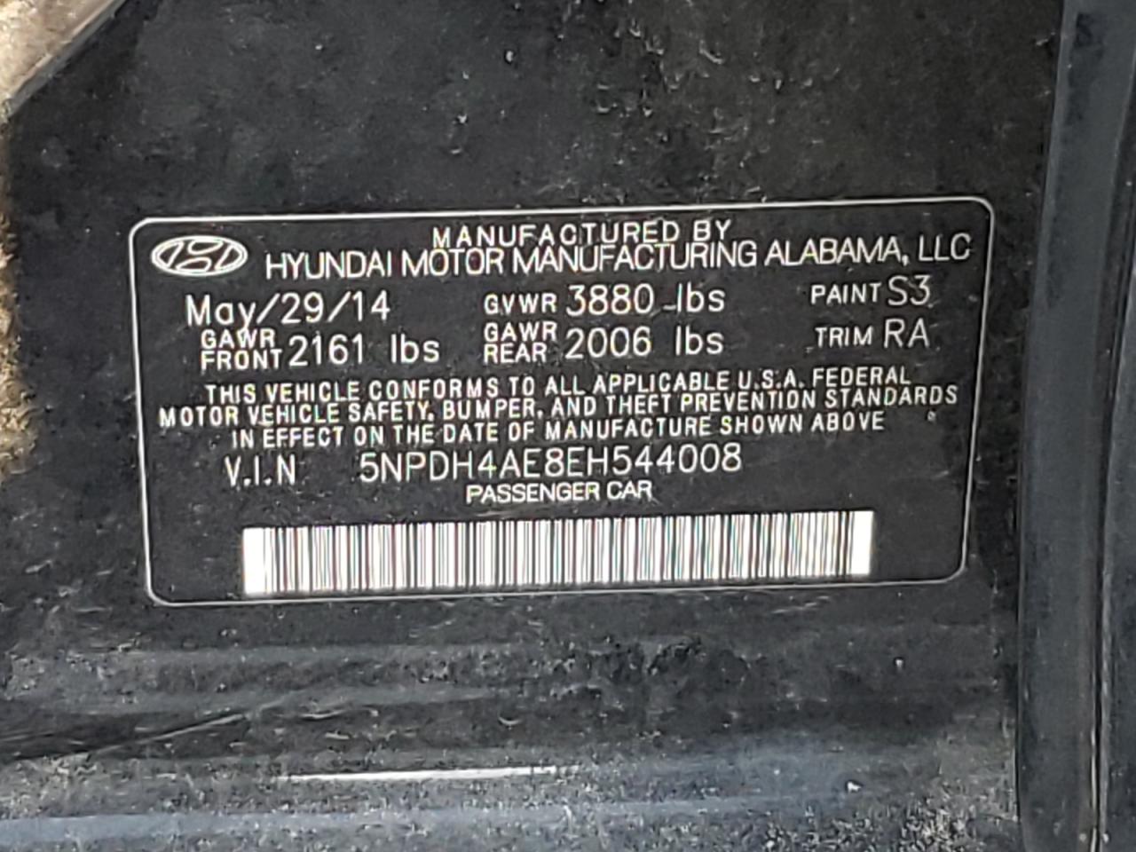 2014 Hyundai Elantra Se Black vin: 5NPDH4AE8EH544008