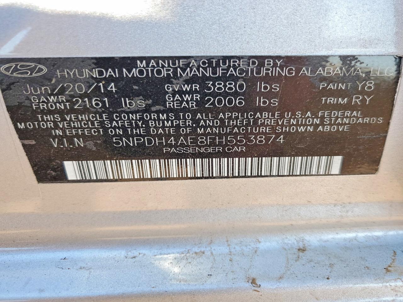 2015 Hyundai Elantra Se Silver vin: 5NPDH4AE8FH553874