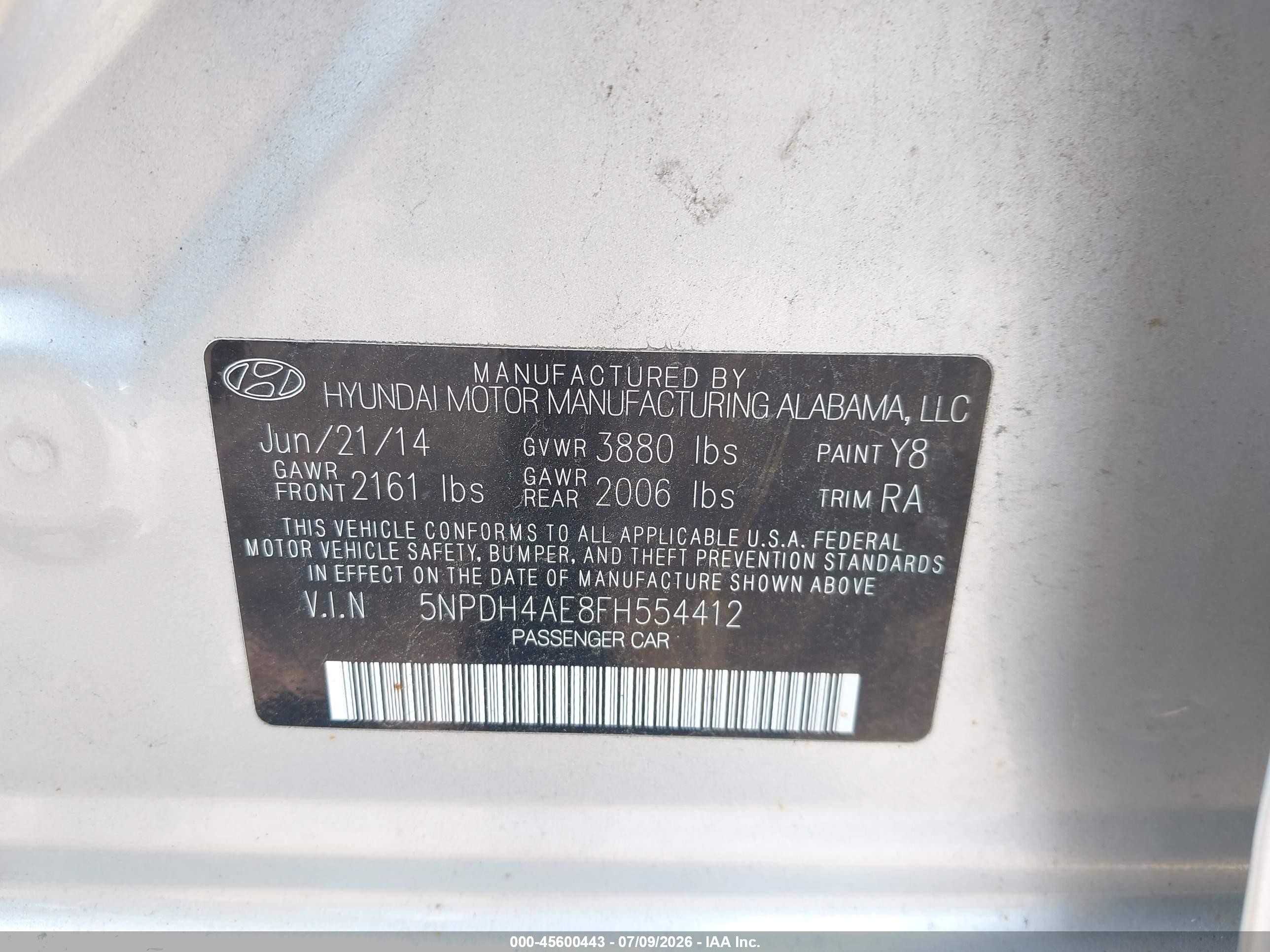 2015 Hyundai Elantra Se Silver vin: 5NPDH4AE8FH554412