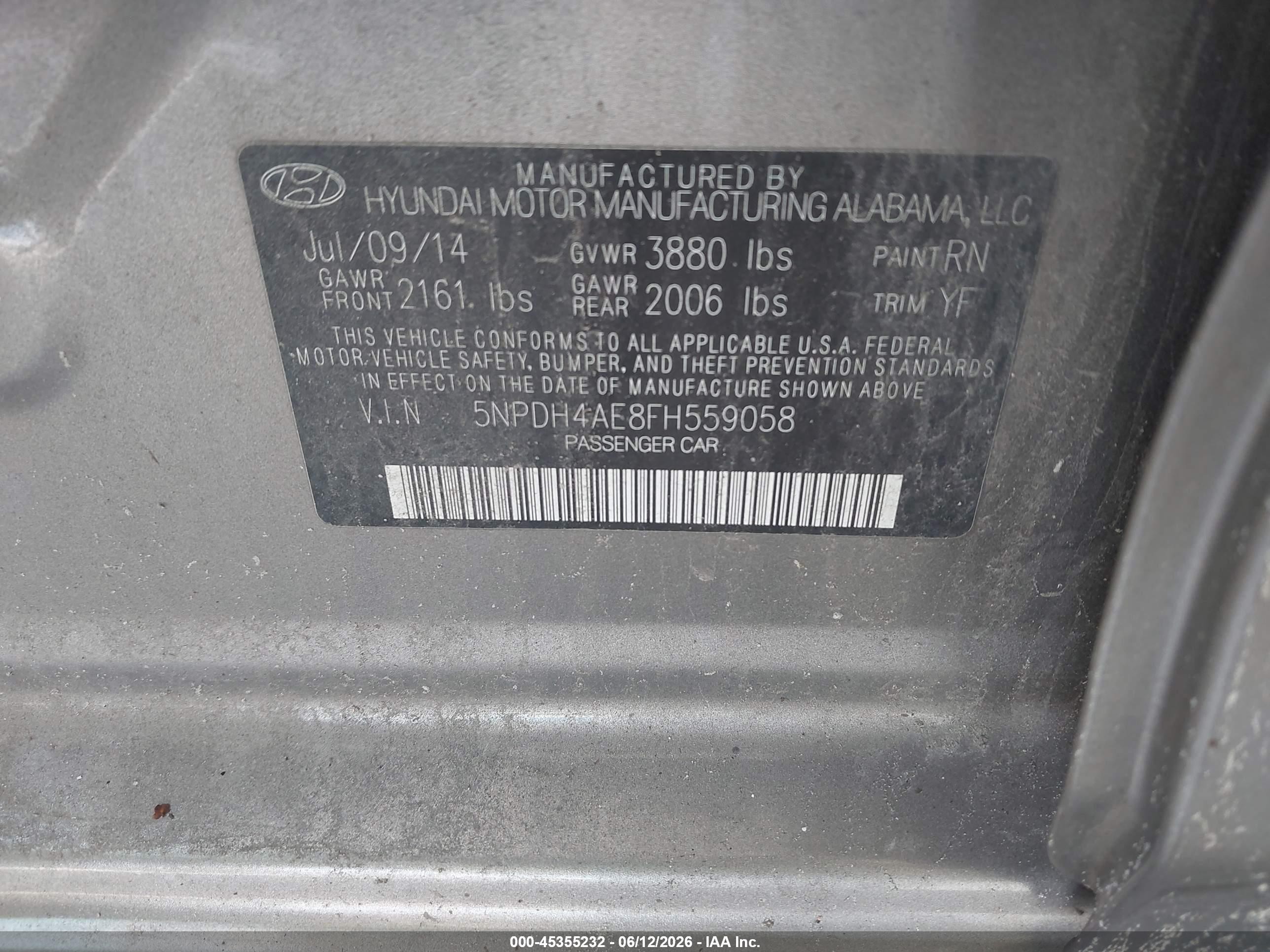 2015 Hyundai Elantra Se Золотой vin: 5NPDH4AE8FH559058