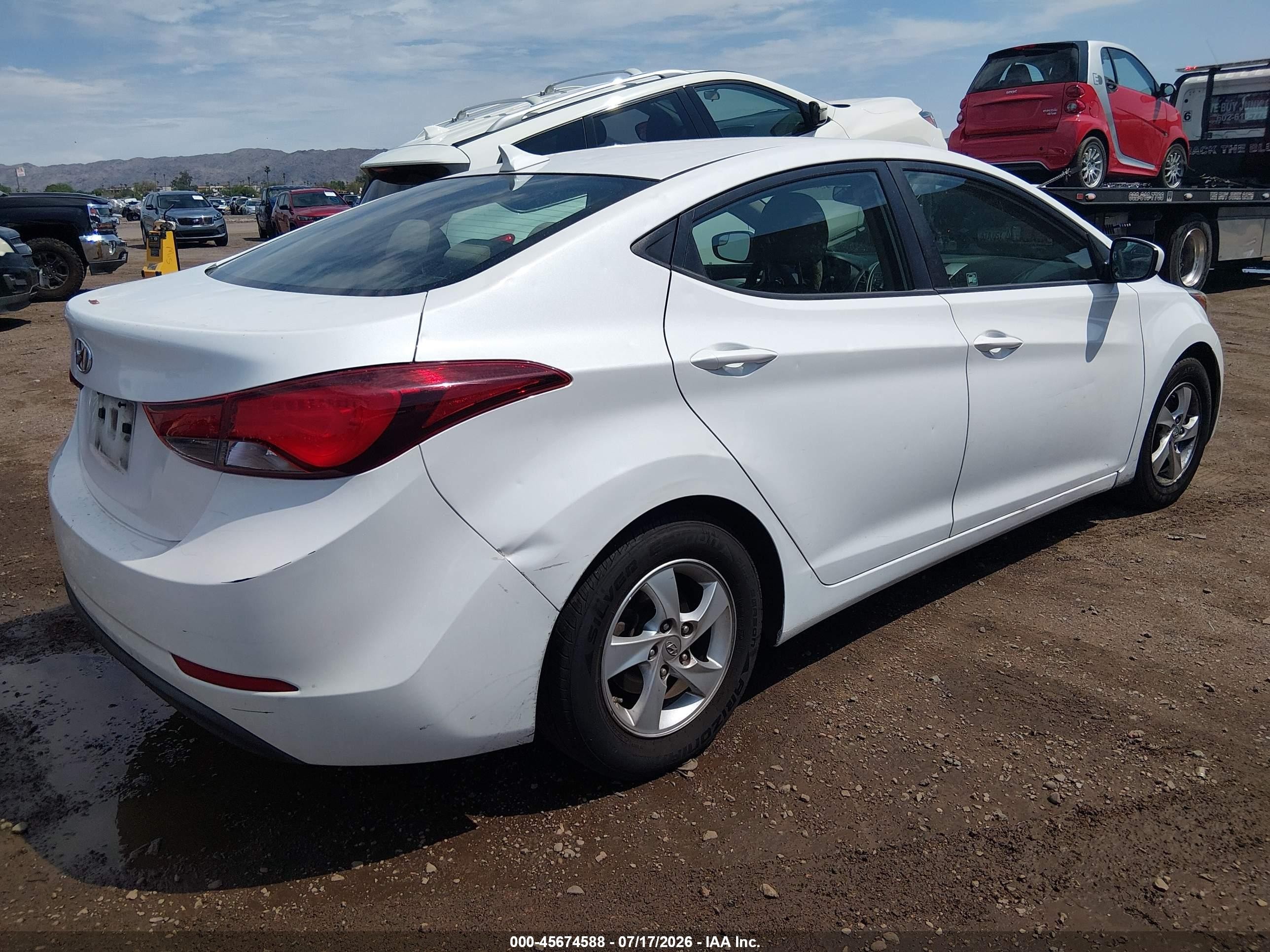 2015 Hyundai Elantra Se White vin: 5NPDH4AE8FH566415