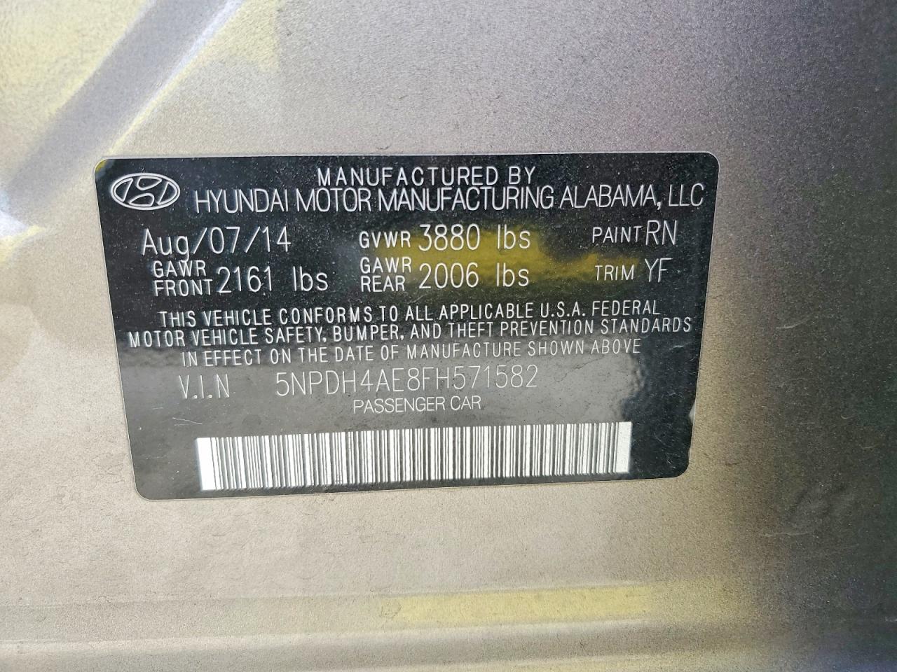 2015 Hyundai Elantra Limited Gray vin: 5NPDH4AE8FH571582