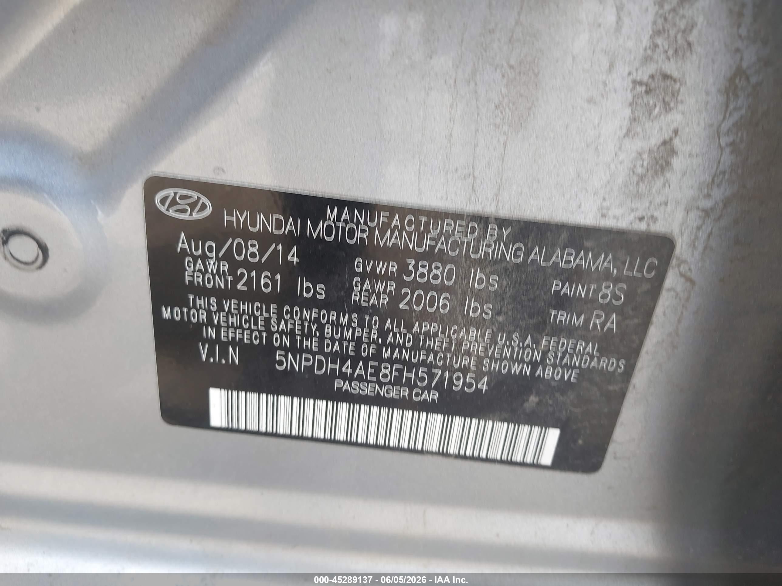 2015 Hyundai Elantra Limited Silver vin: 5NPDH4AE8FH571954