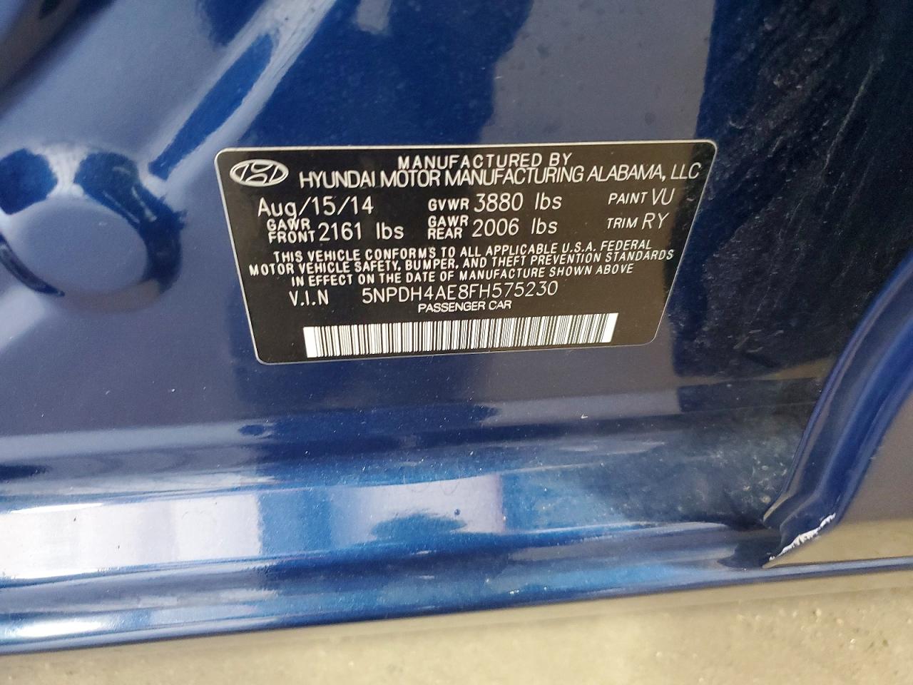 2015 Hyundai Elantra Se Синий vin: 5NPDH4AE8FH575230