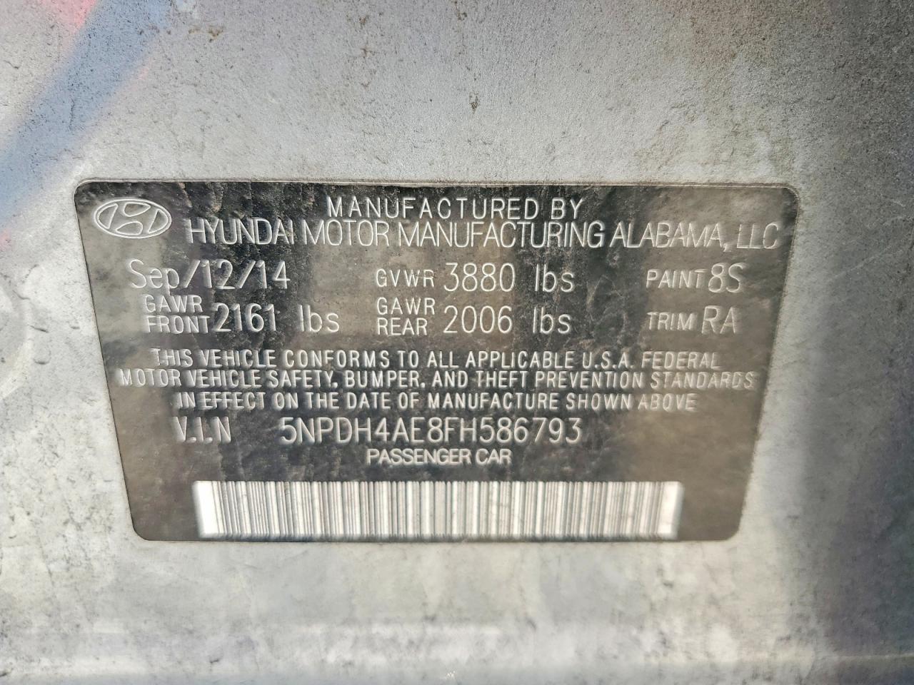 2015 Hyundai Elantra Se Silver vin: 5NPDH4AE8FH586793