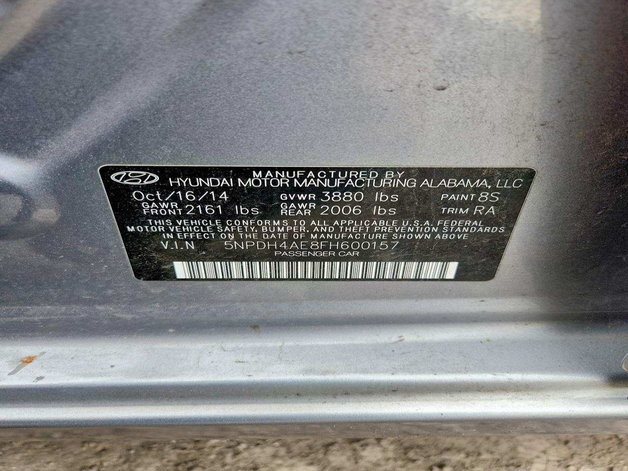 2015 Hyundai Elantra Se Silver vin: 5NPDH4AE8FH600157