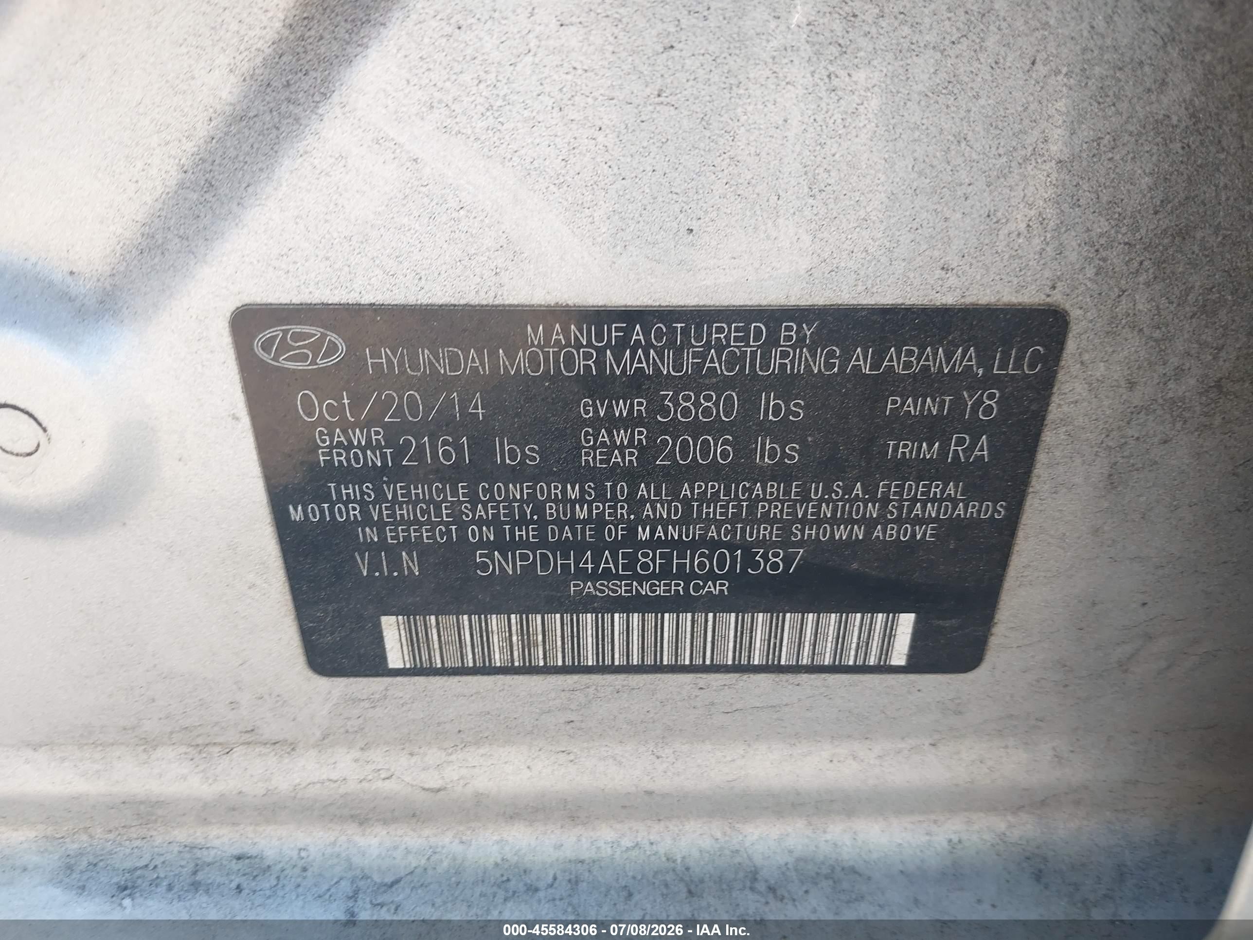 2015 Hyundai Elantra Se Серебряный vin: 5NPDH4AE8FH601387