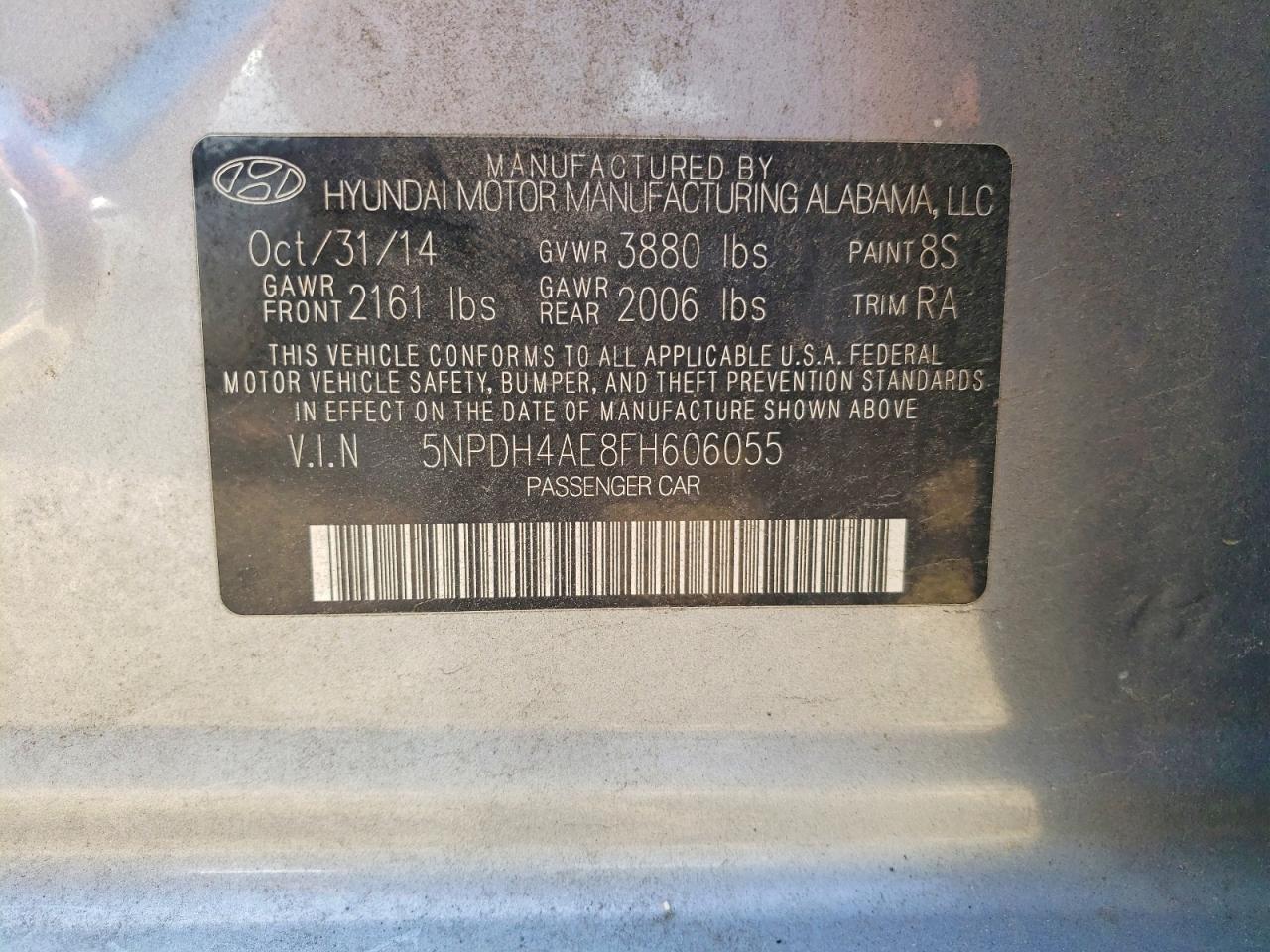 2015 Hyundai Elantra Se Silver vin: 5NPDH4AE8FH606055