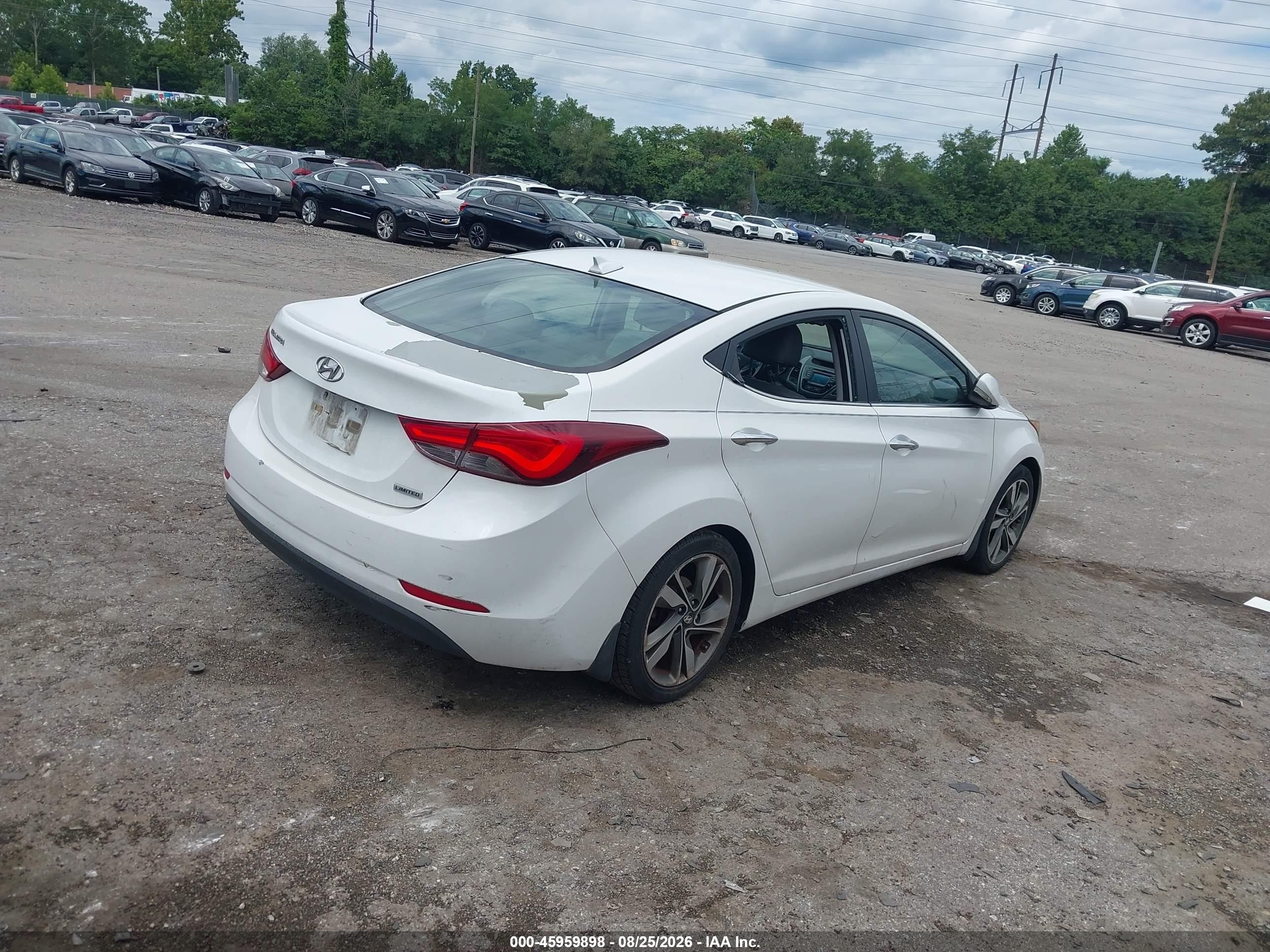 2015 Hyundai Elantra Limited White vin: 5NPDH4AE8FH614558