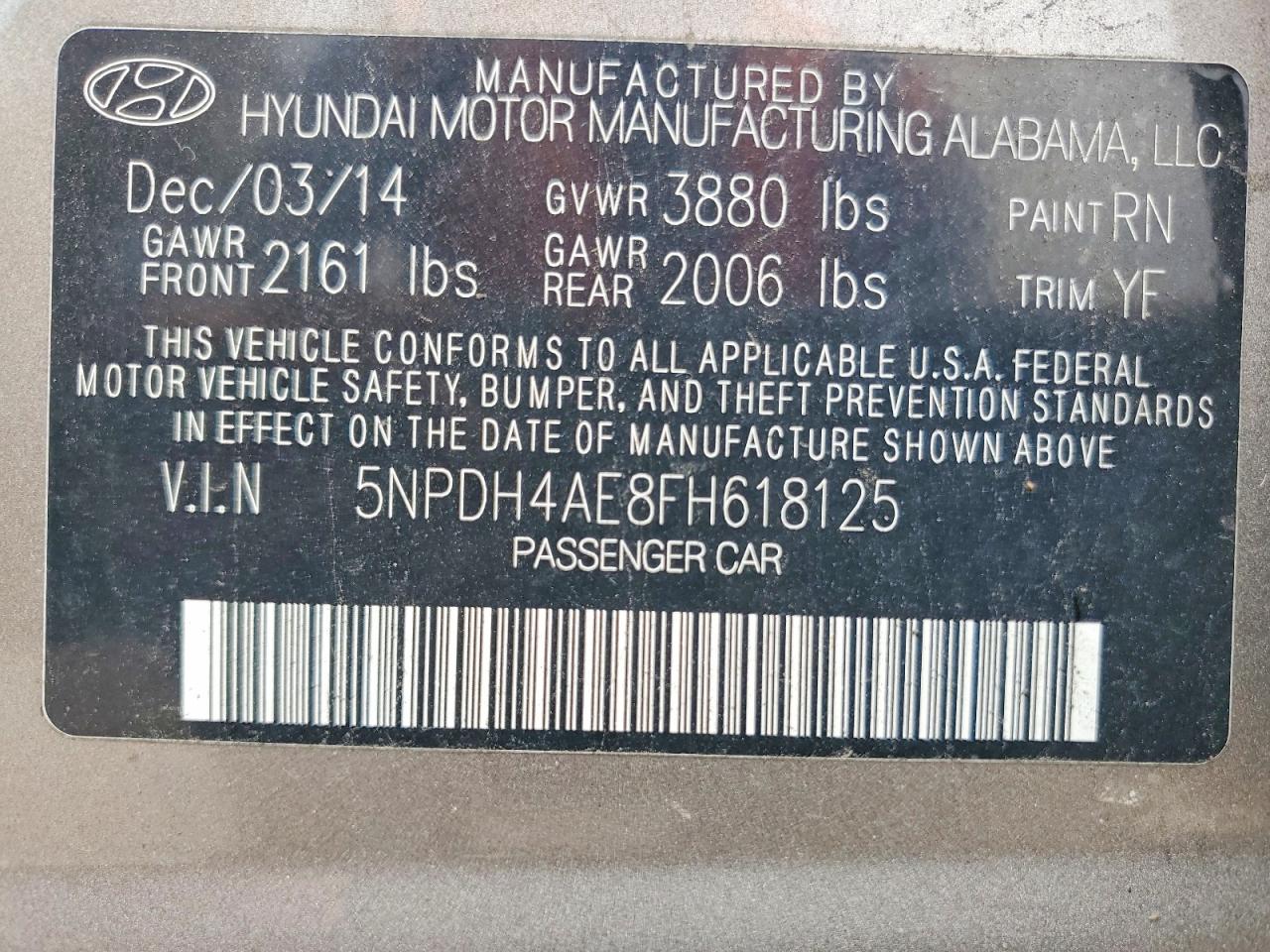 2015 Hyundai Elantra Se Желто-коричневый vin: 5NPDH4AE8FH618125