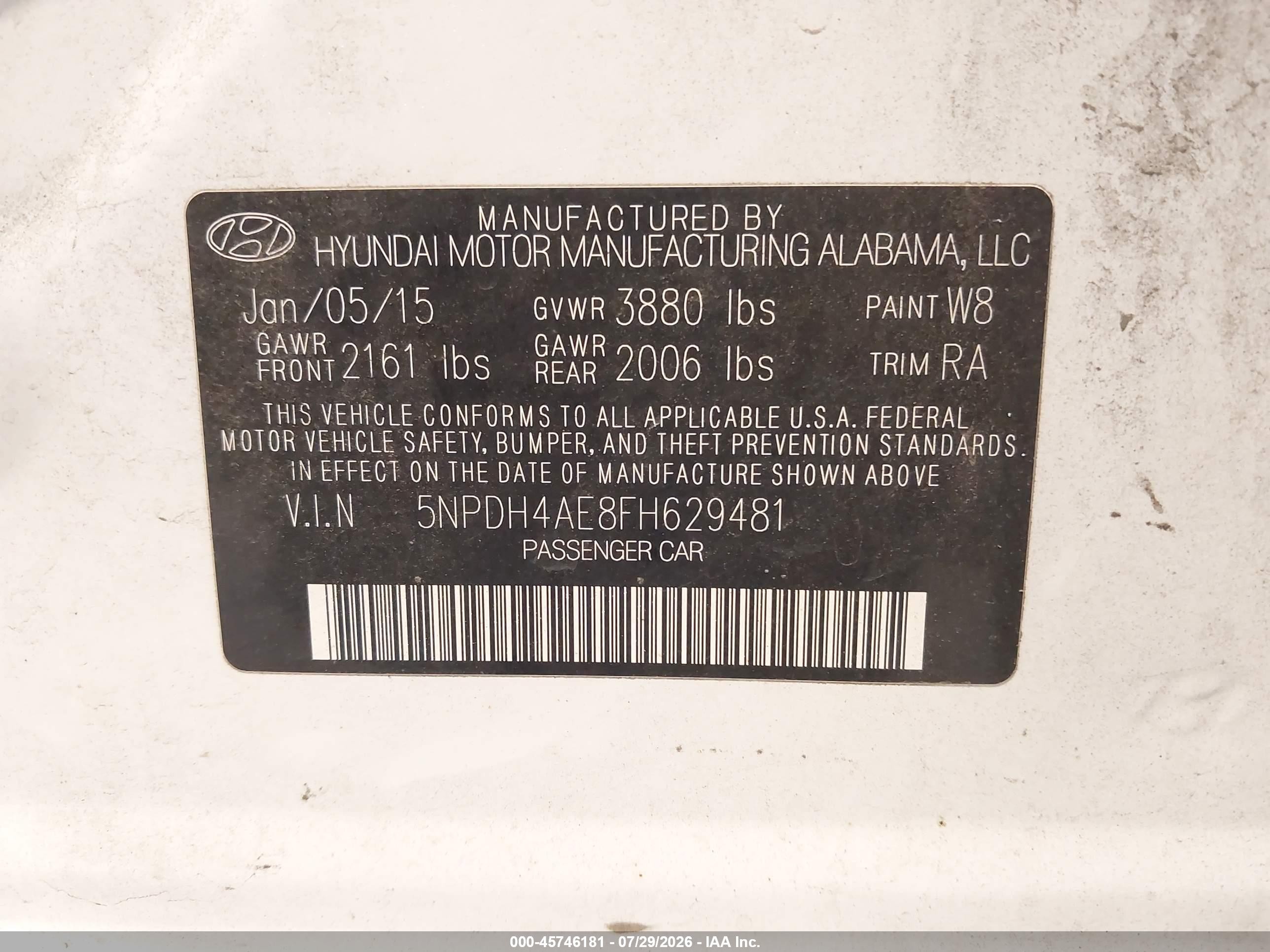 2015 Hyundai Elantra Se Белый vin: 5NPDH4AE8FH629481