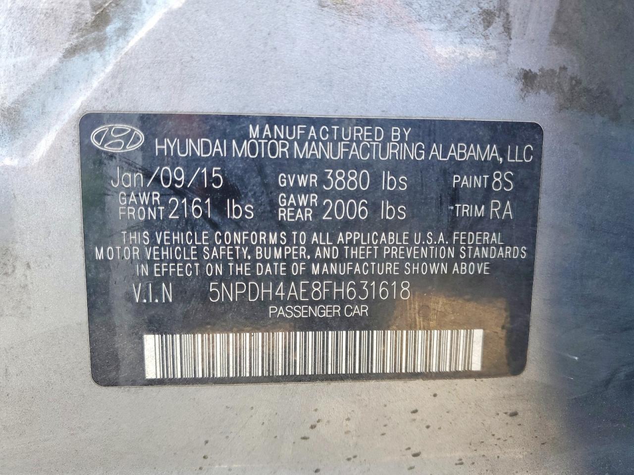 2015 Hyundai Elantra Se Silver vin: 5NPDH4AE8FH631618