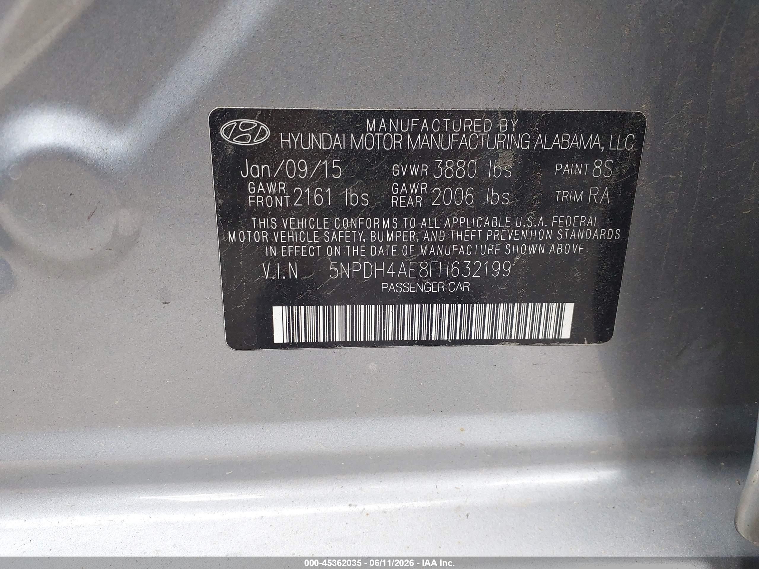 2015 Hyundai Elantra Se Серебряный vin: 5NPDH4AE8FH632199
