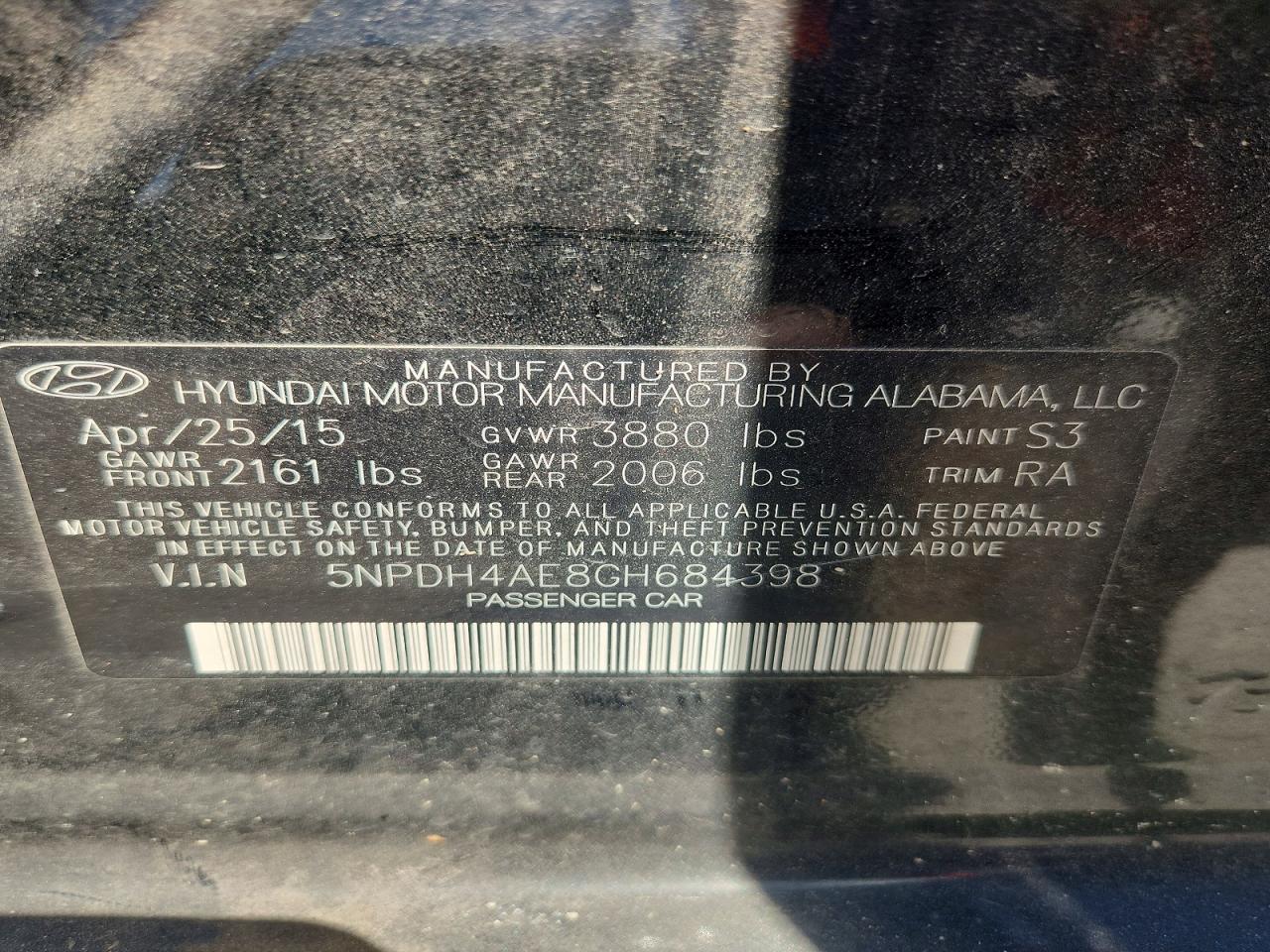 2016 Hyundai Elantra Se Black vin: 5NPDH4AE8GH684398