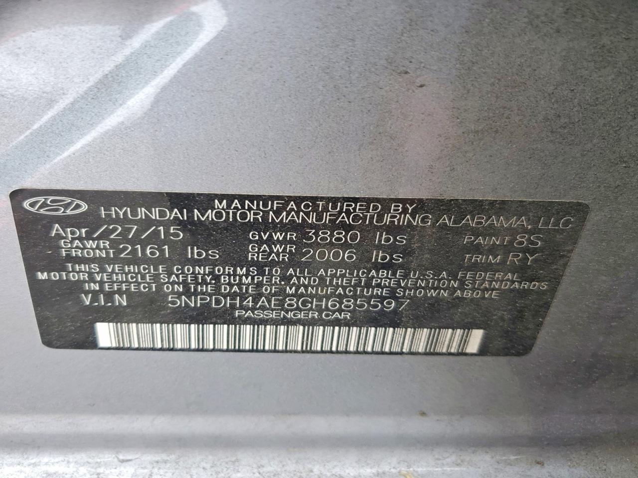 2016 Hyundai Elantra Value Edition Gray vin: 5NPDH4AE8GH685597