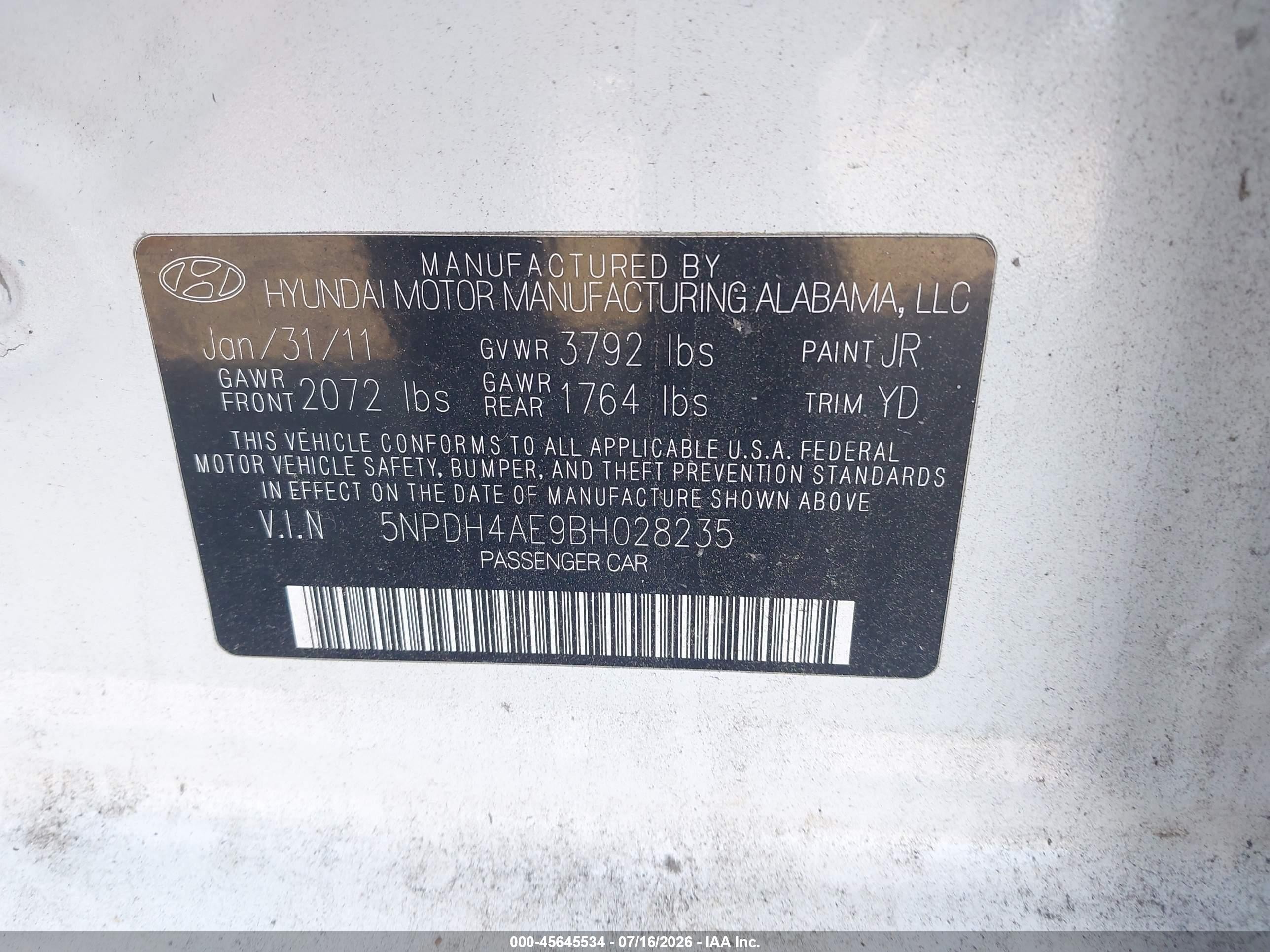 2011 Hyundai Elantra Gls White vin: 5NPDH4AE9BH028235