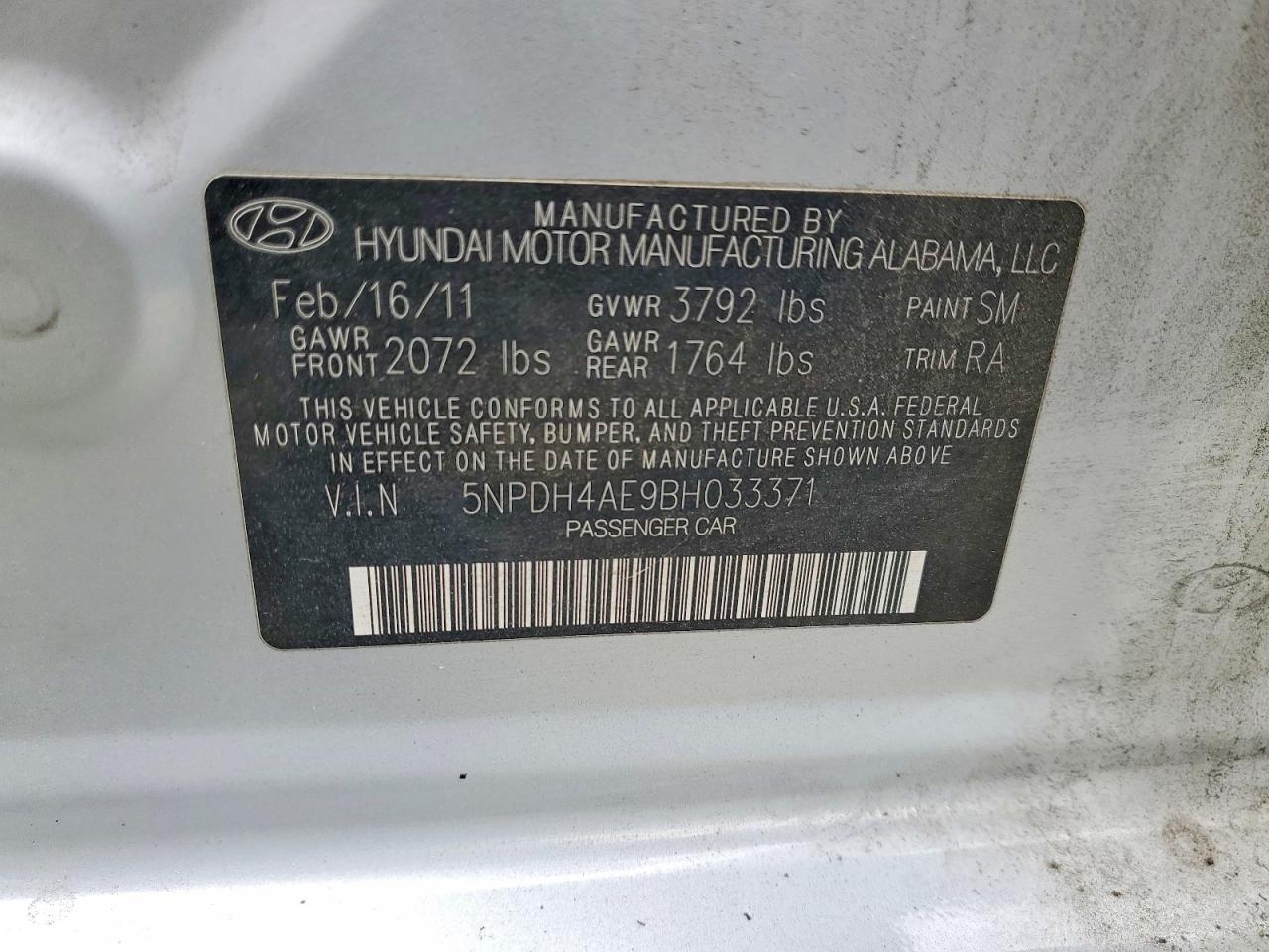 2011 Hyundai Elantra Gls Silver vin: 5NPDH4AE9BH033371